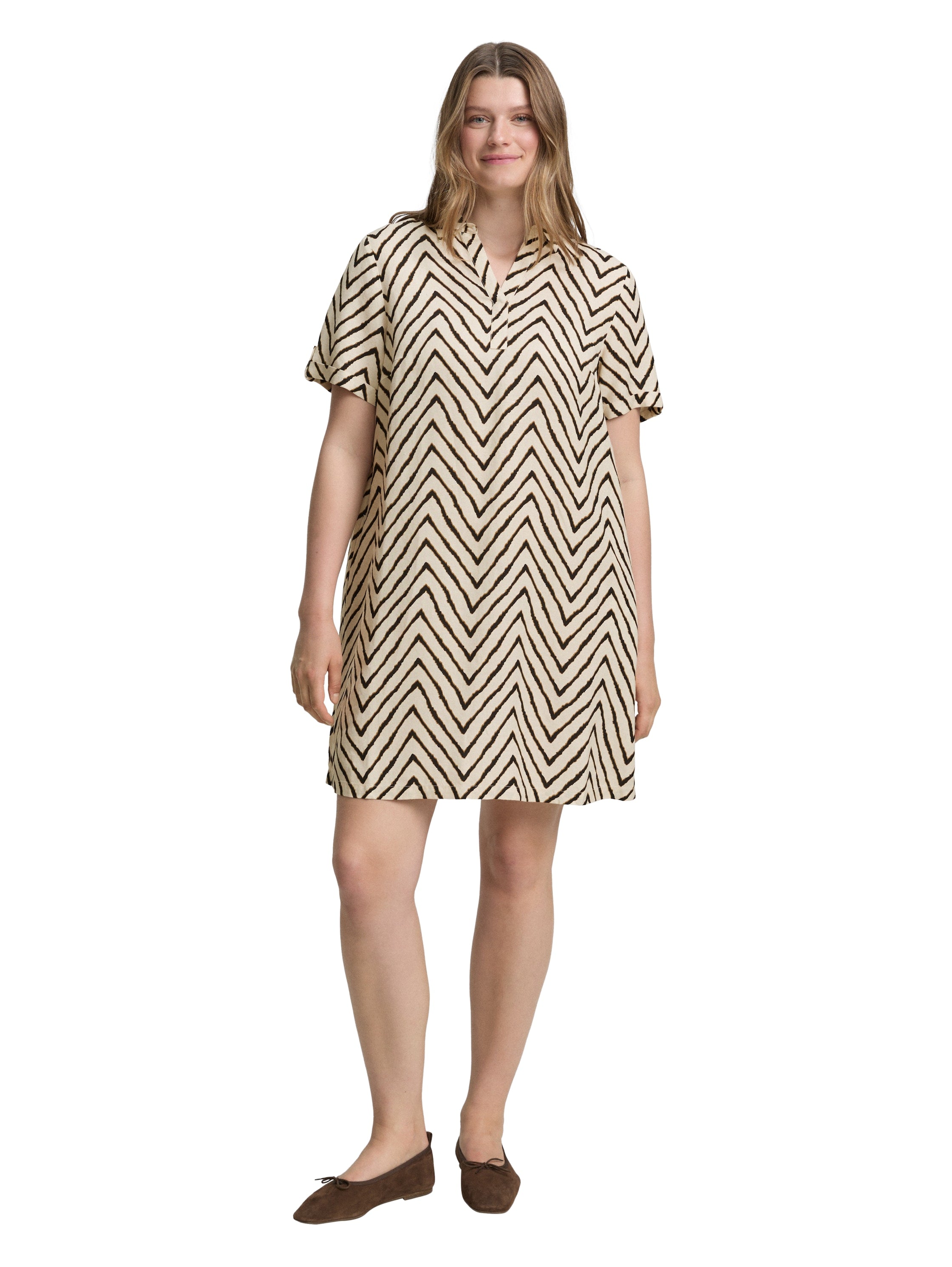 Tom Tailor Denim Kleid Polo-Look Damen fixierte Ärmel Taschen Ziernaht