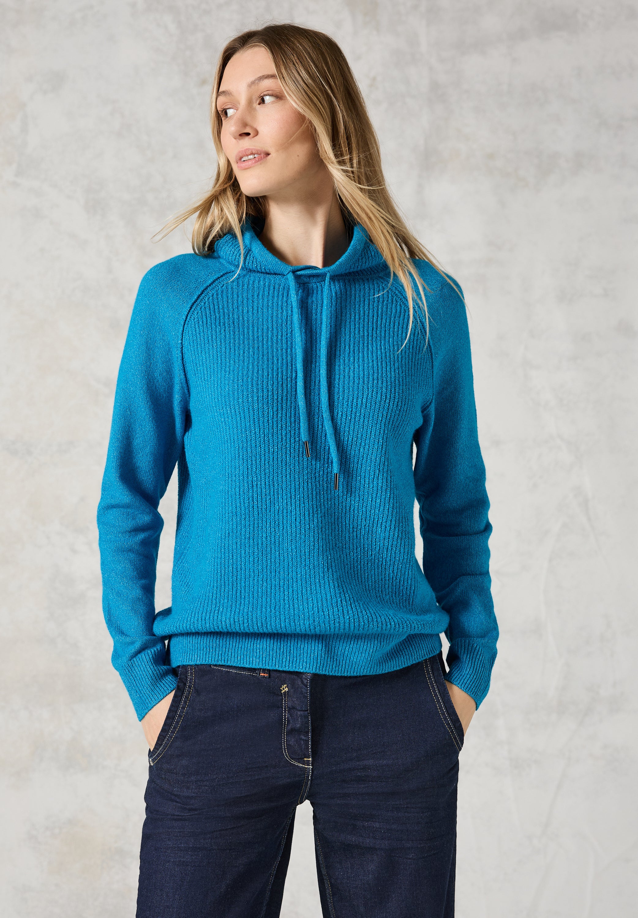 CECIL Strukturmix Raglan Pullover Damen Rollkragen Tunnelzug