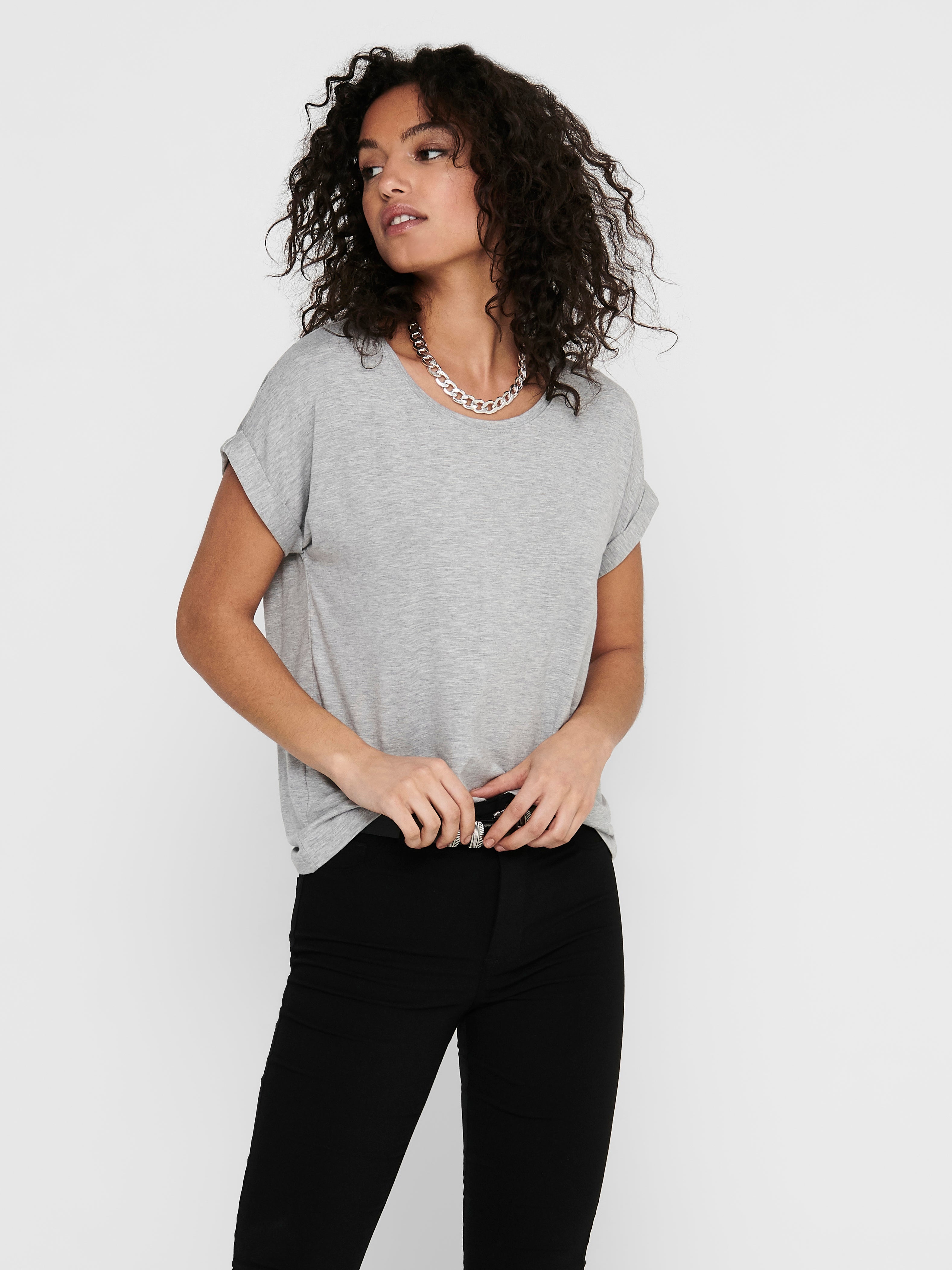 Bestseller Top Damen Rundhals Kurzarm Schwarz<br>