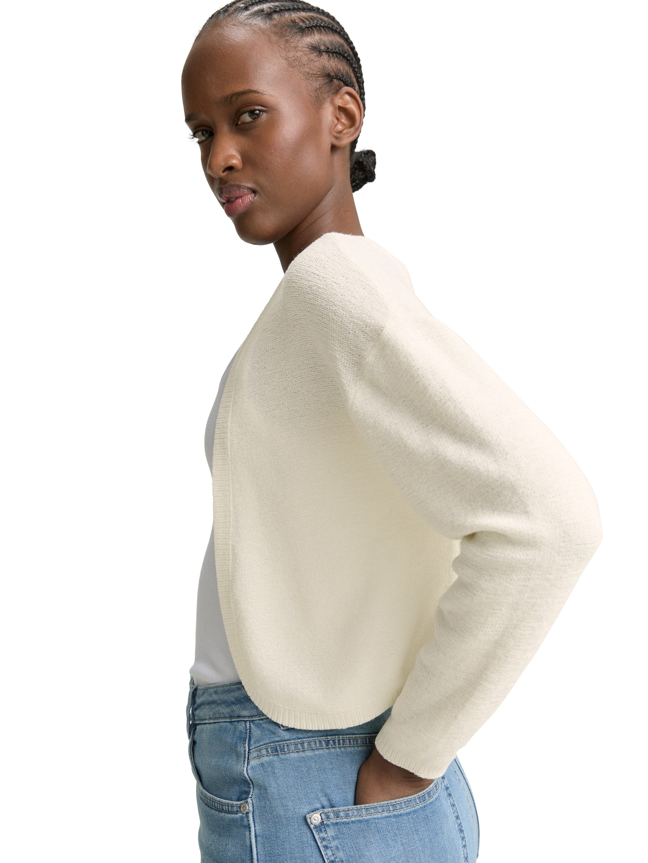 Tom Tailor Denim Strick-Bolero für Frauen mit überschnittener Schulternaht