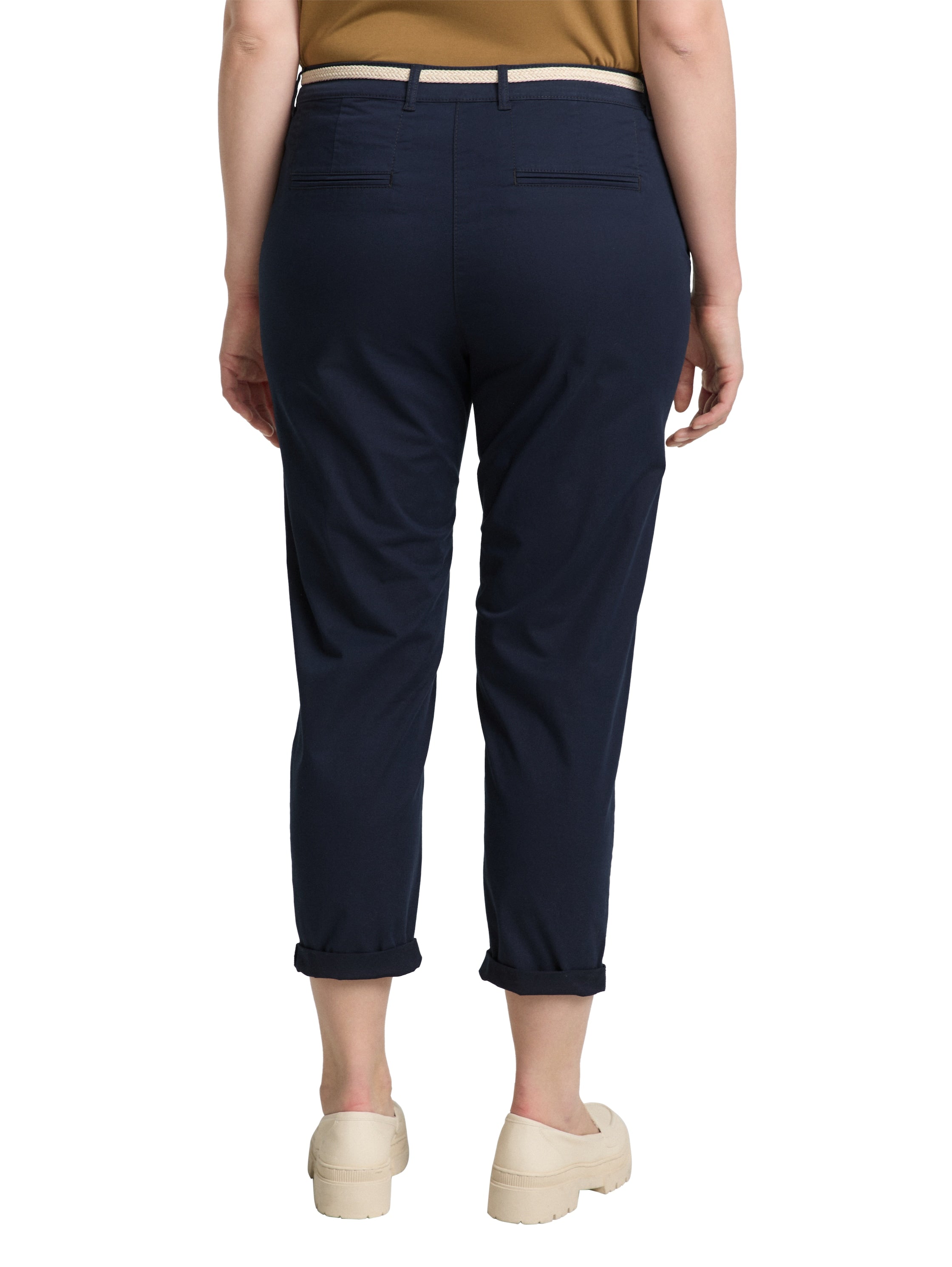 Tom Tailor Denim Damen Chinohose mit Gürtel Stretch sky captain blue