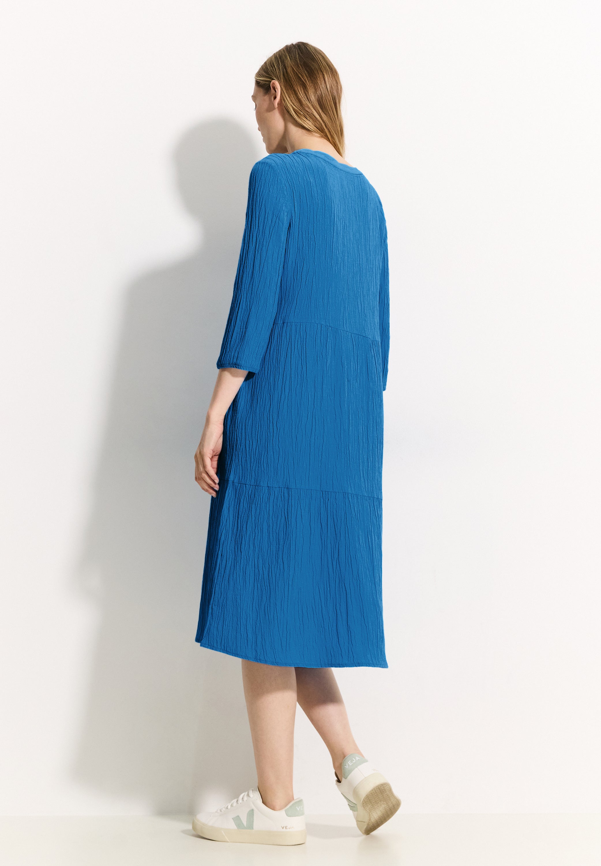 CECIL Seersucker Midikleid Damen elegante Silhouette