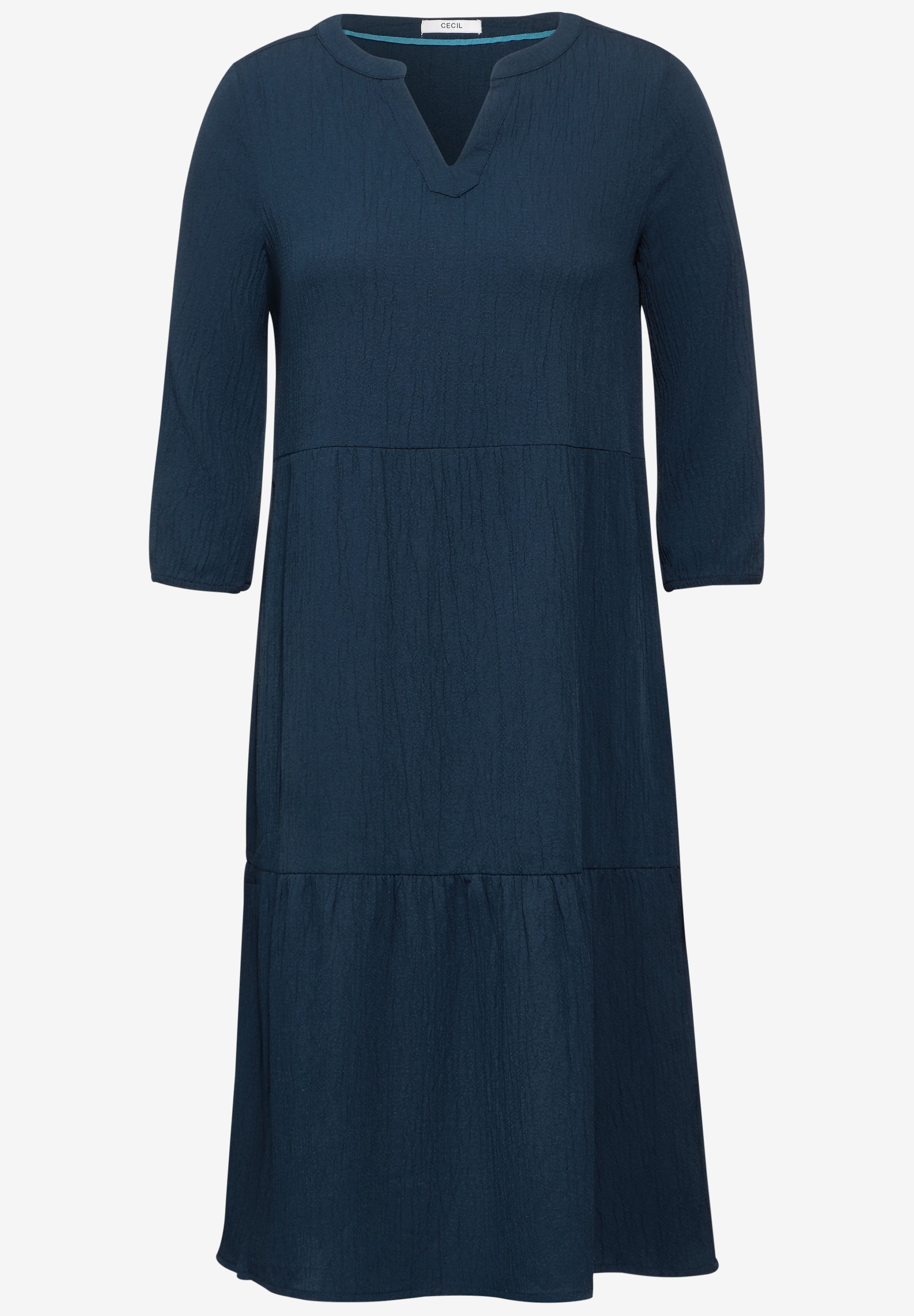 CECIL Seersucker Midikleid Damen elegante Silhouette