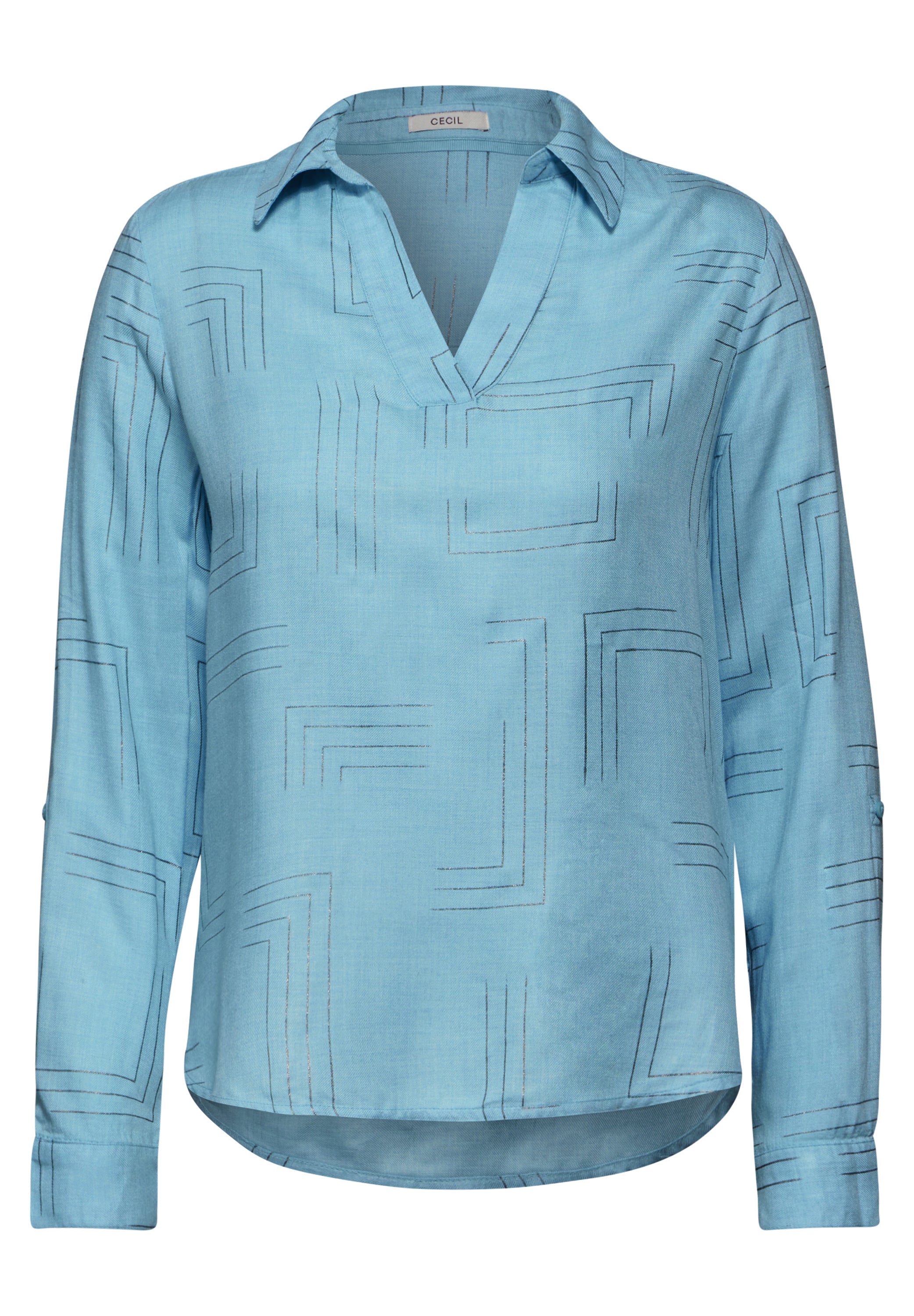 CECIL Bluse mit Folienprint Damen turquoise melange