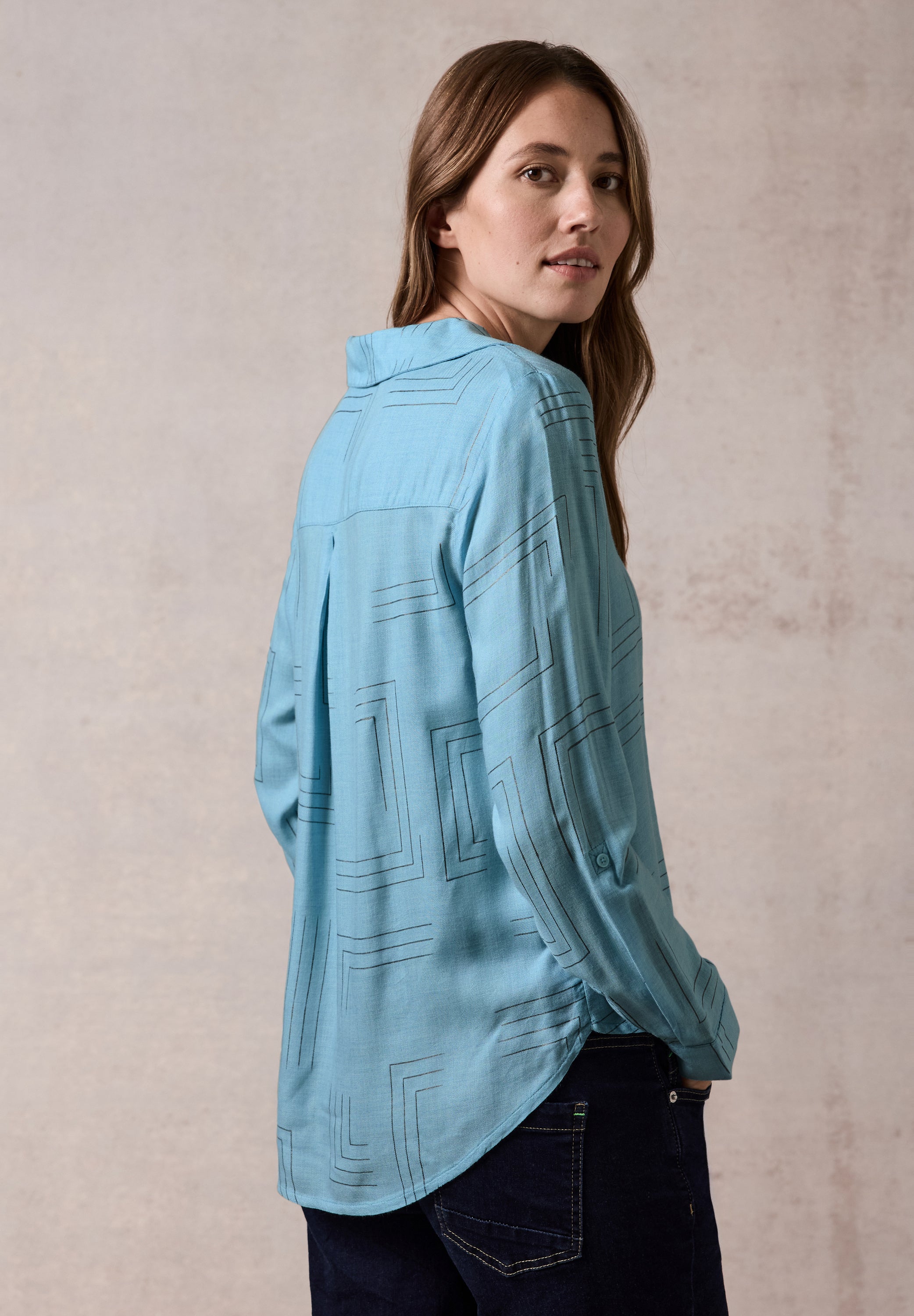 CECIL Bluse mit Folienprint Damen turquoise melange