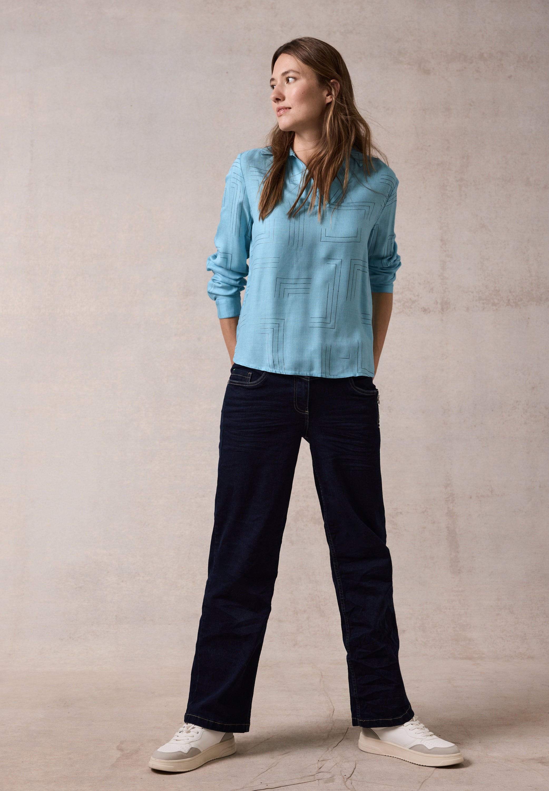 CECIL Bluse mit Folienprint Damen turquoise melange