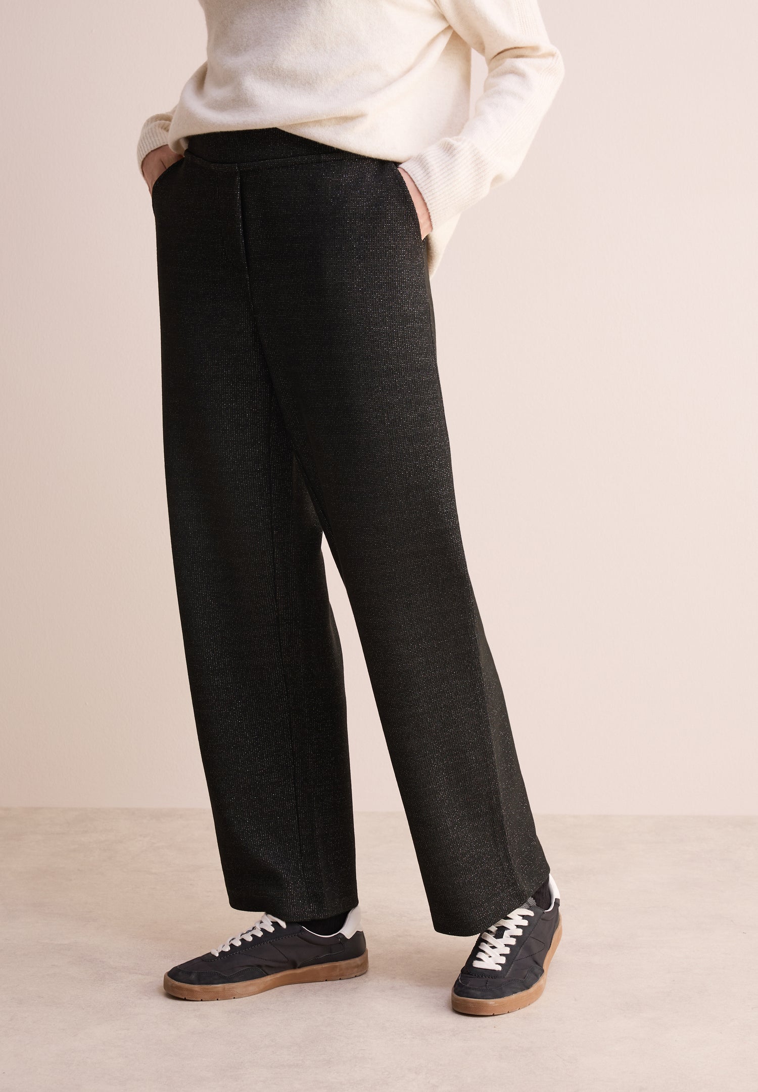 CECIL Glitzer-Hose Damen Loose Fit High Waist Glamour