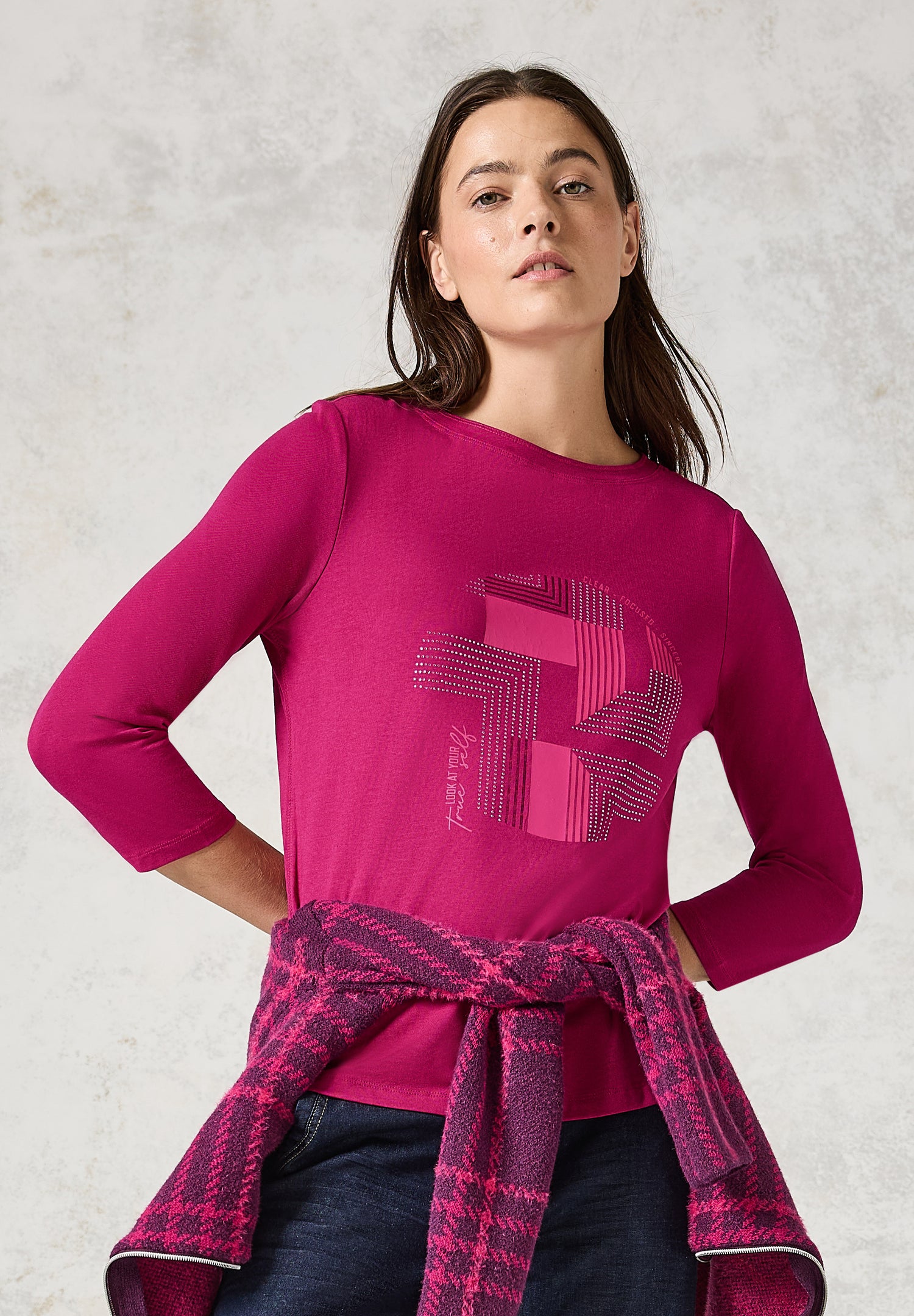 CECIL Damen Shirt mit schimmernden Details und Strassbesatz