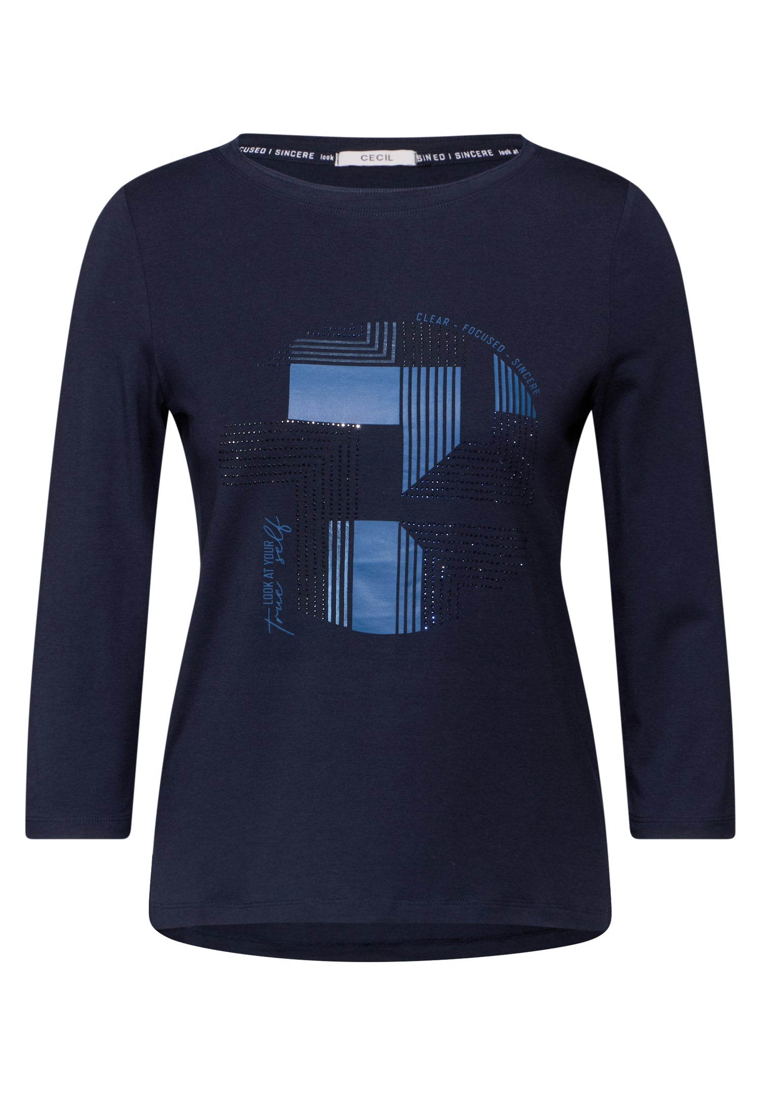 CECIL Damen Shirt mit schimmernden Details und Strassbesatz