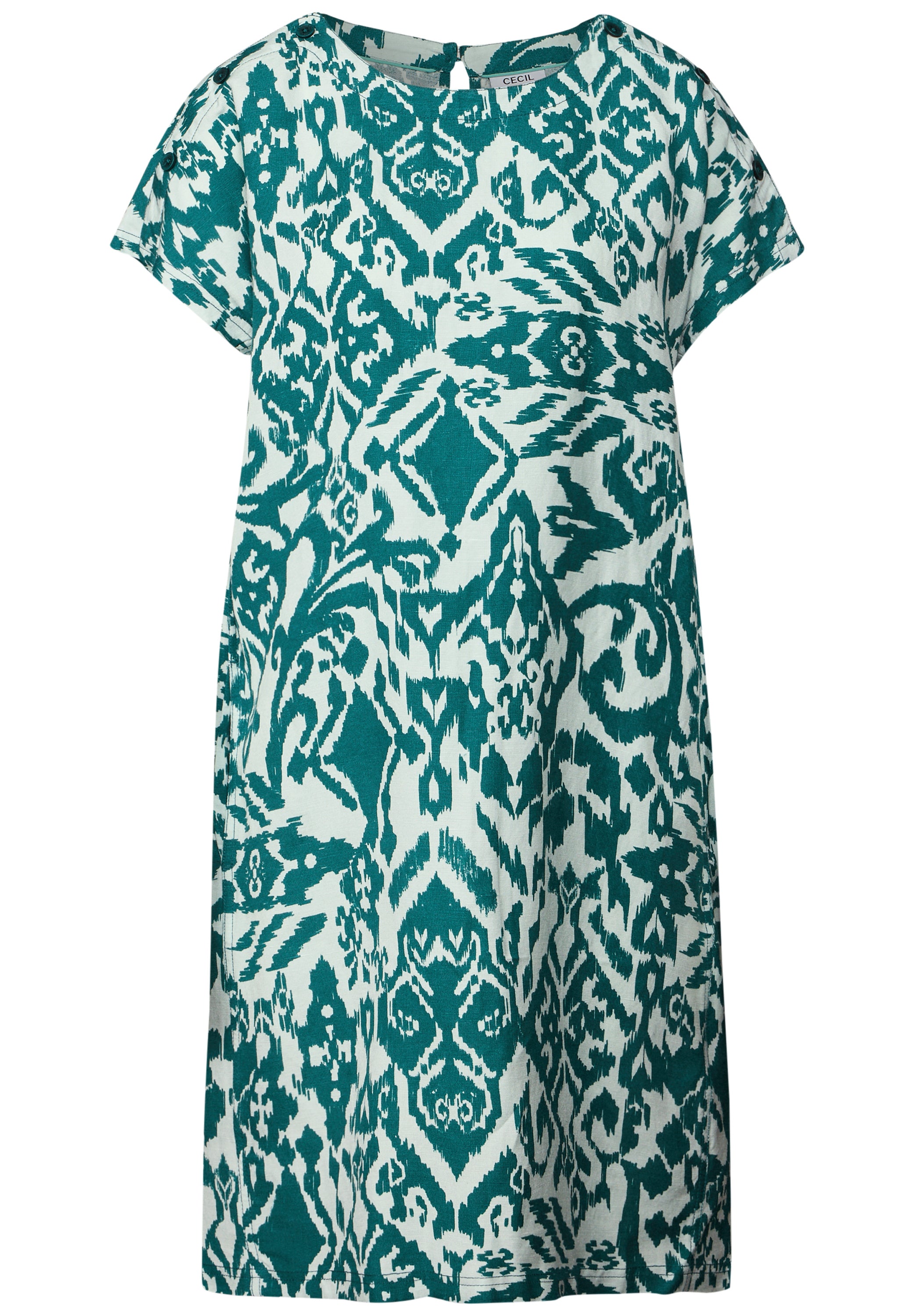CECIL T-Shirt-Kleid Damen Grafisches Muster Leinenmix