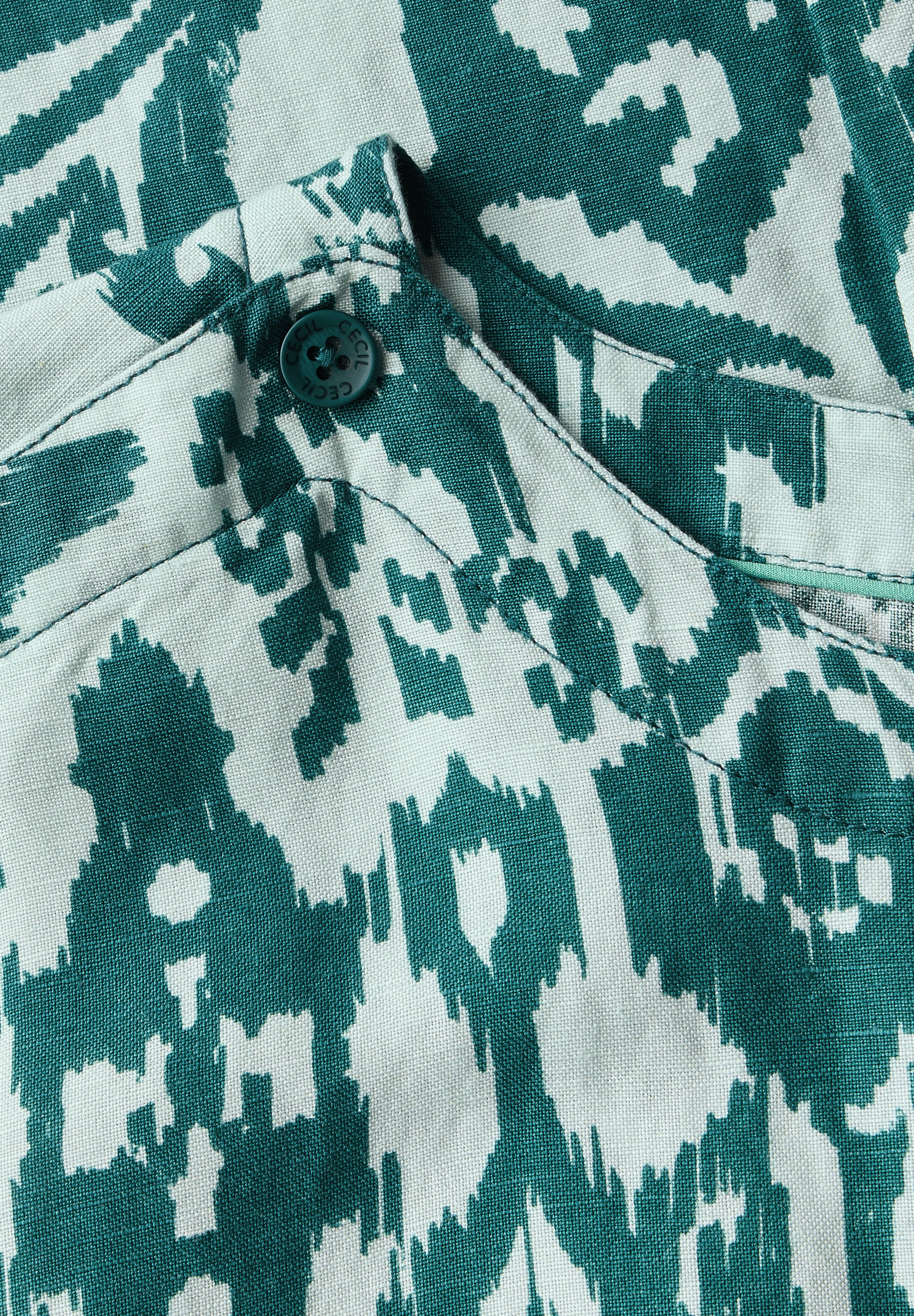 CECIL T-Shirt-Kleid Damen Grafisches Muster Leinenmix
