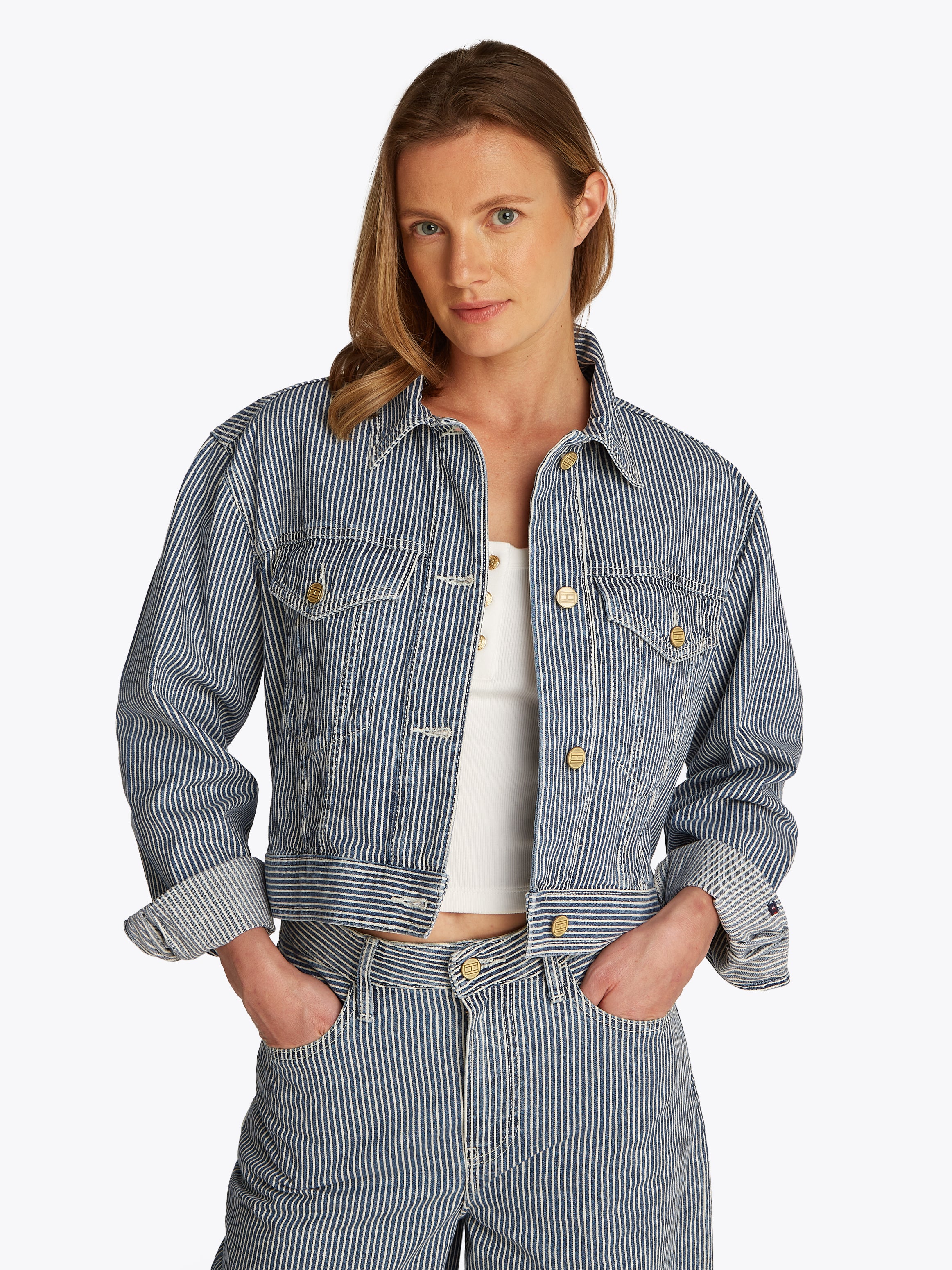 Tommy Hilfiger Damen Jeansjacke Gestreift