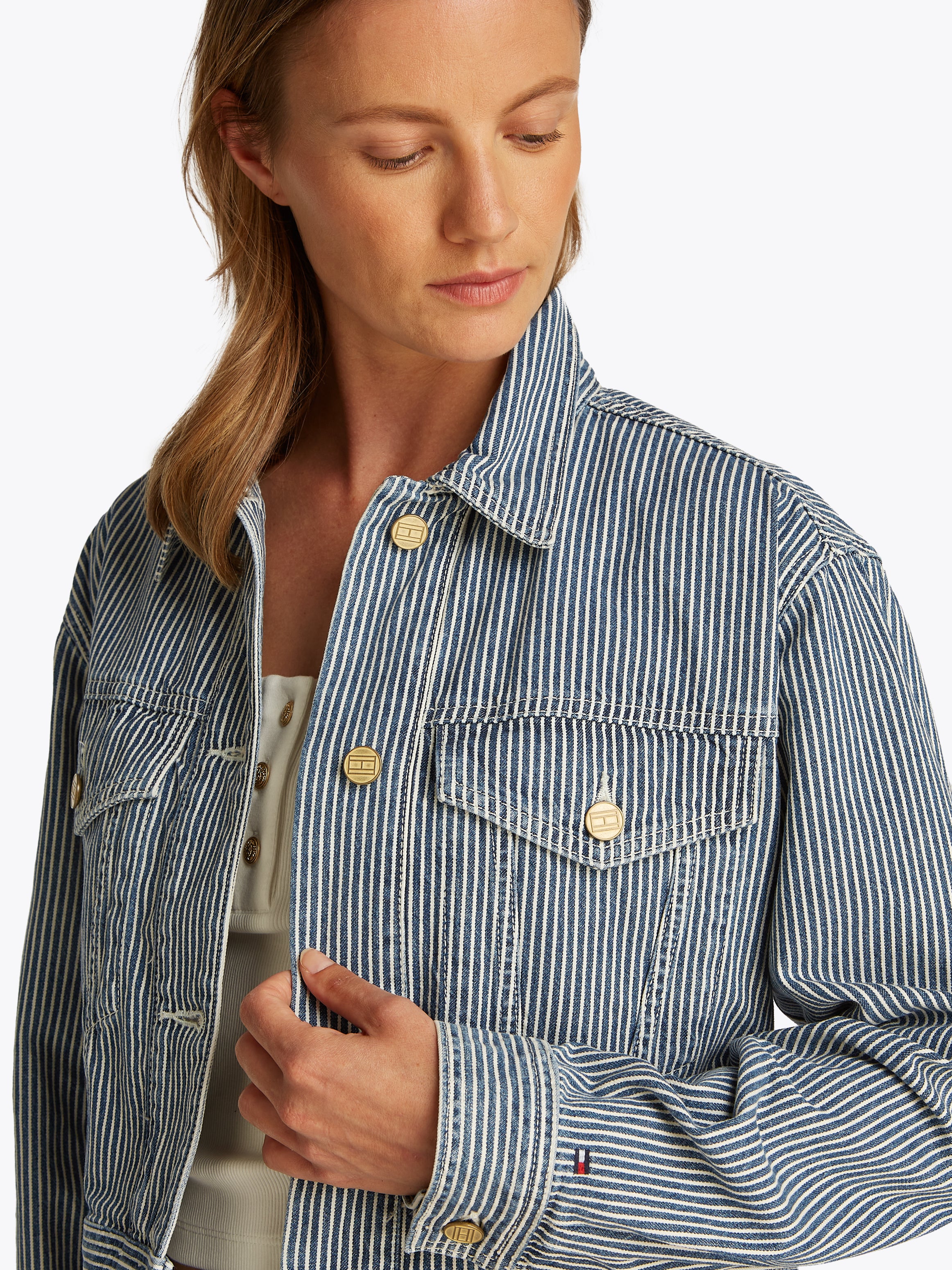 Tommy Hilfiger Damen Jeansjacke Gestreift