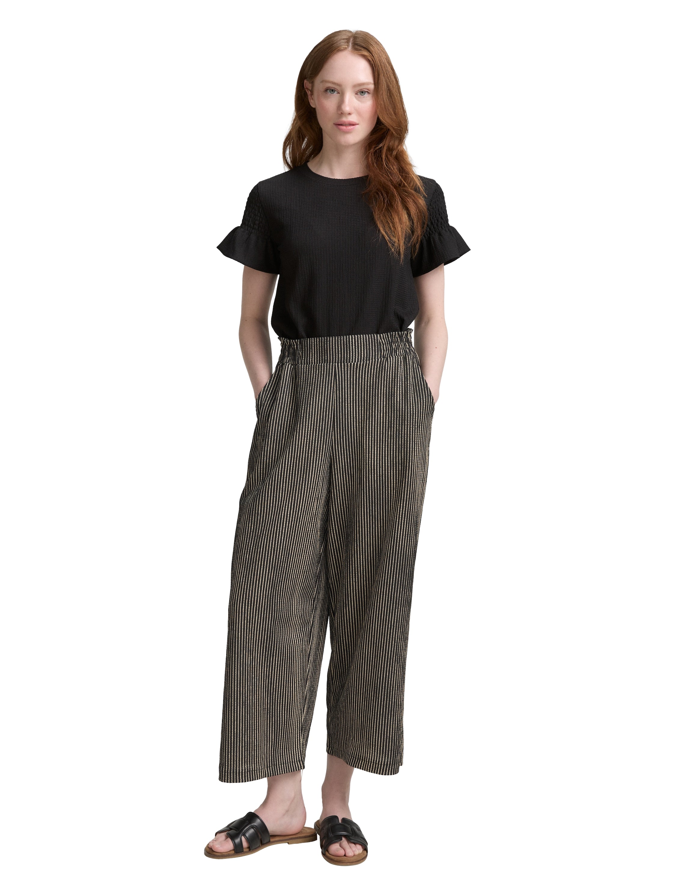 Tom Tailor Denim Damen High Waist Culotte Hose mit elastischem Bund