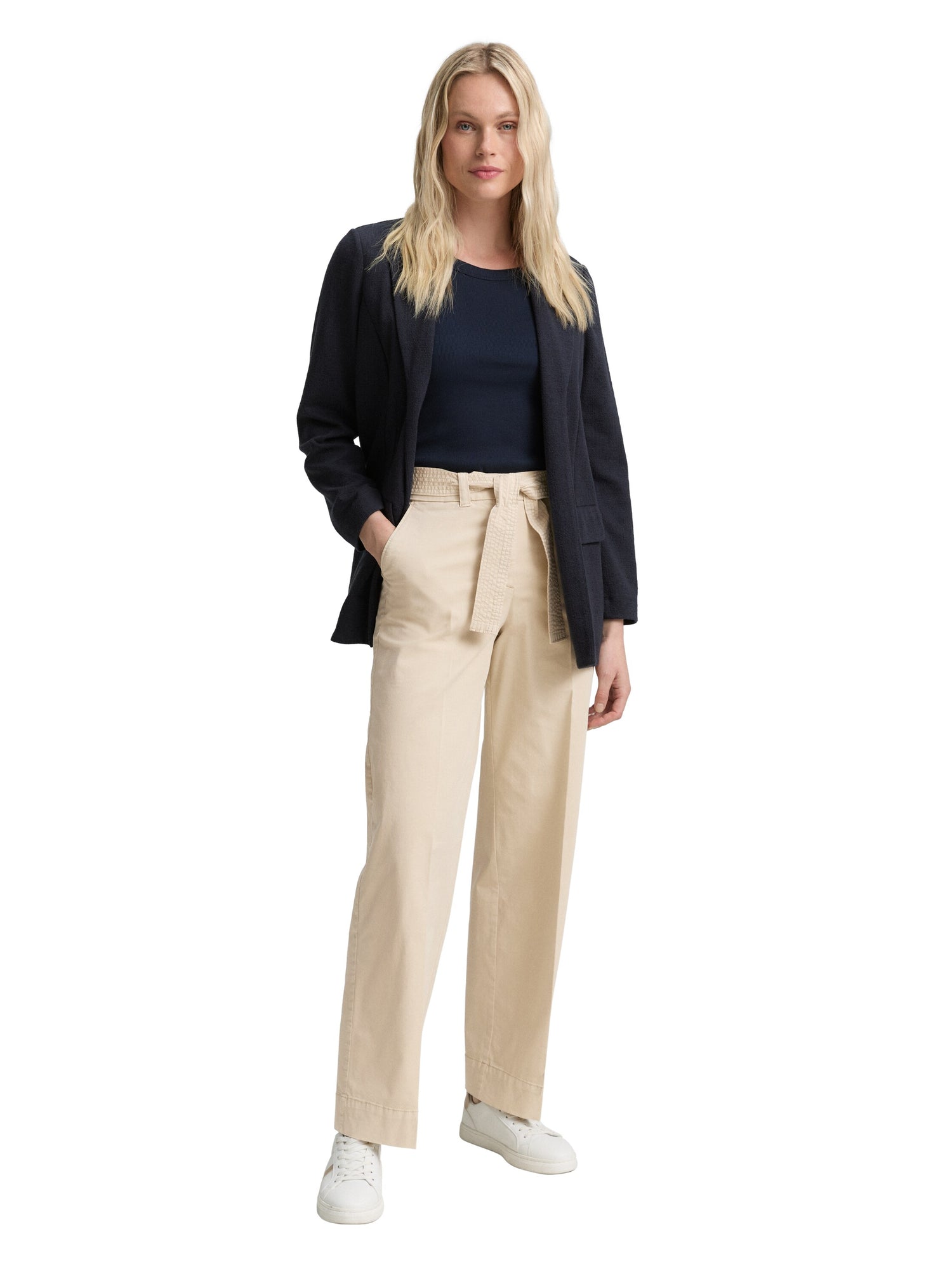 Tom Tailor Denim Damen High Waist Hose mit Bindegürtel
