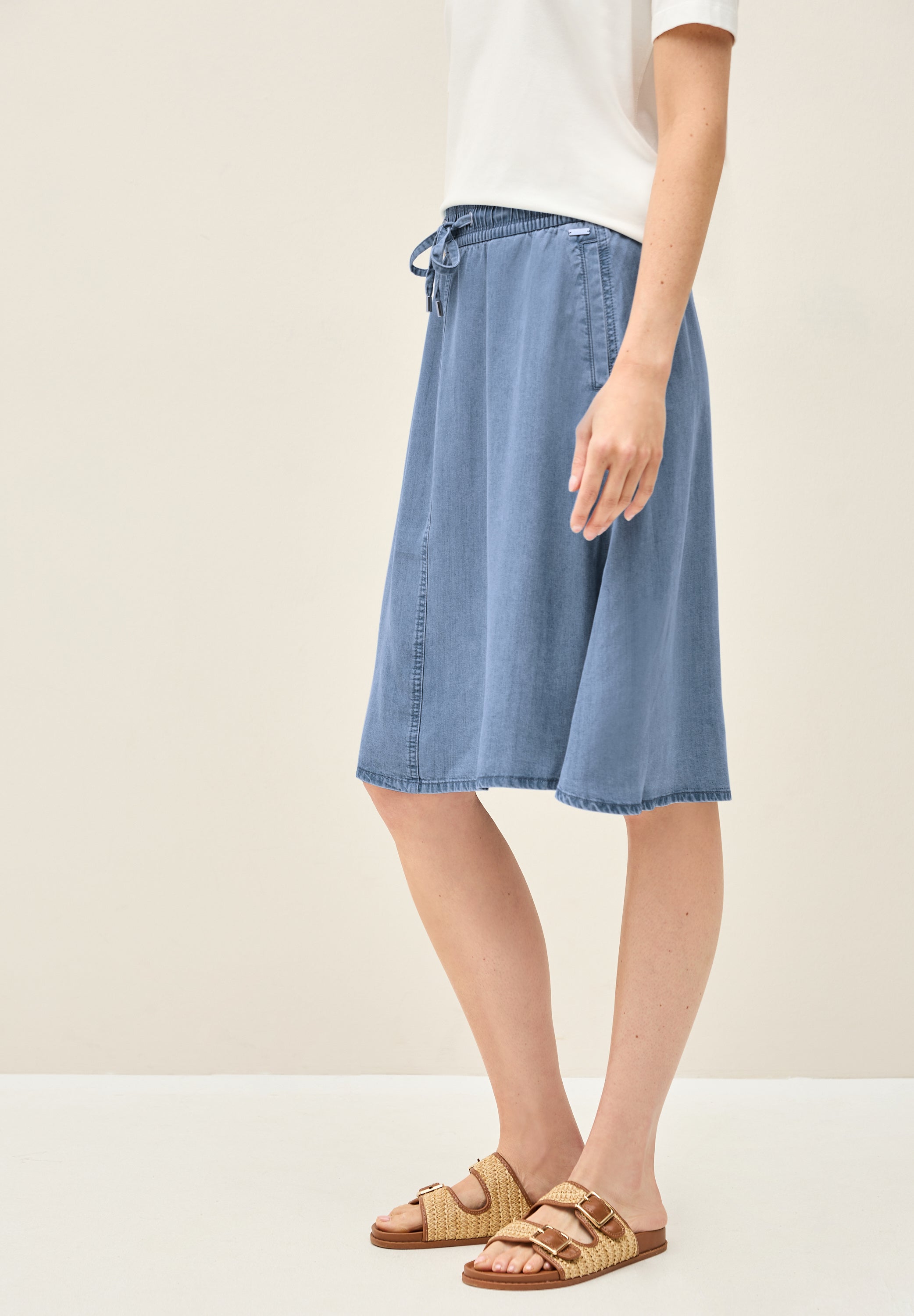 CECIL Knielanger Denim Rock Damen Weich fallend