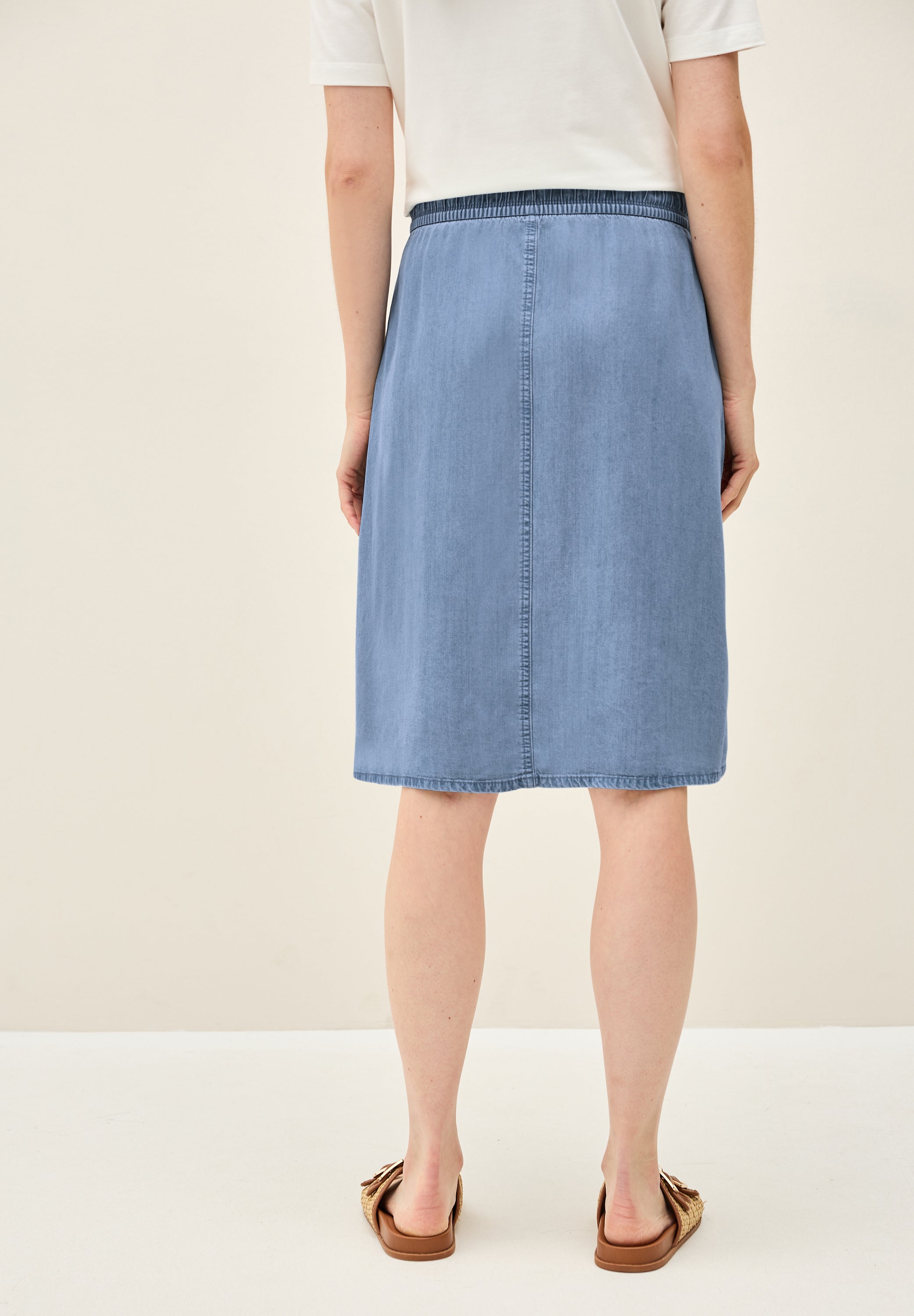 CECIL Knielanger Denim Rock Damen Weich fallend