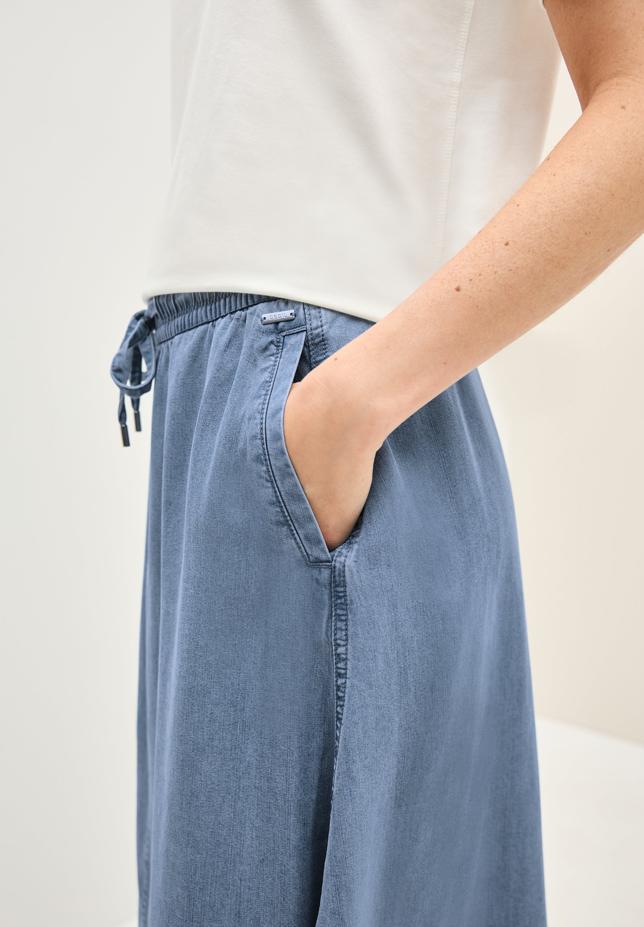CECIL Knielanger Denim Rock Damen Weich fallend
