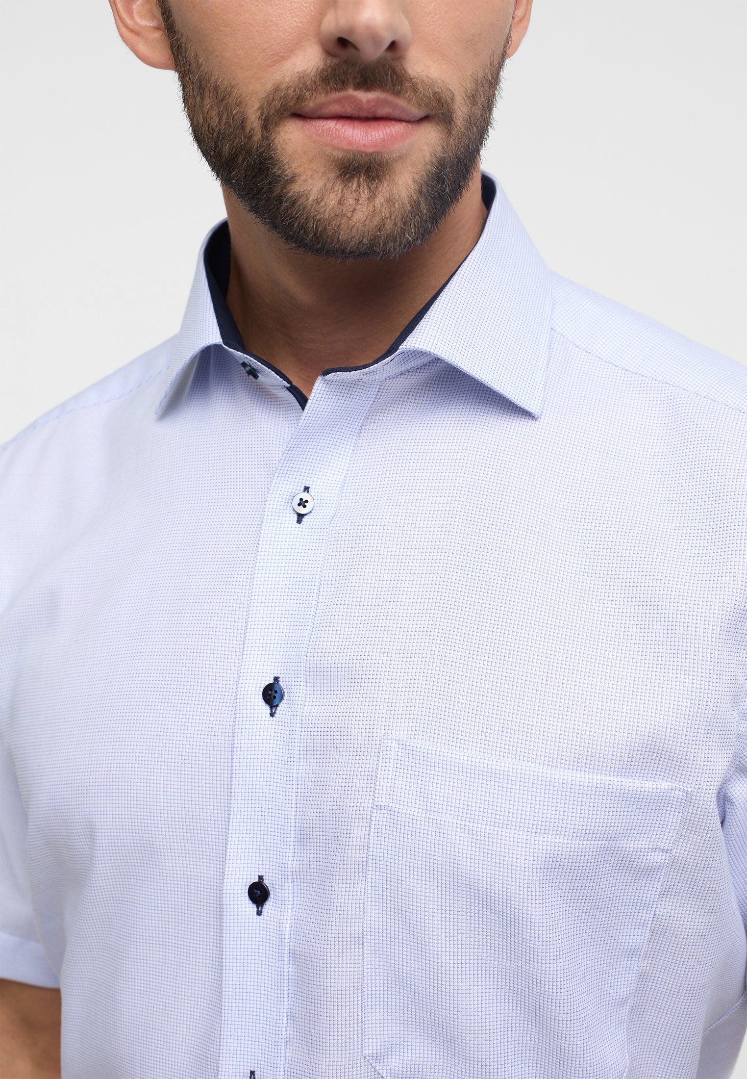 Hemd Herren Kurzarm Kent-Kragen bügelfrei Baumwolle