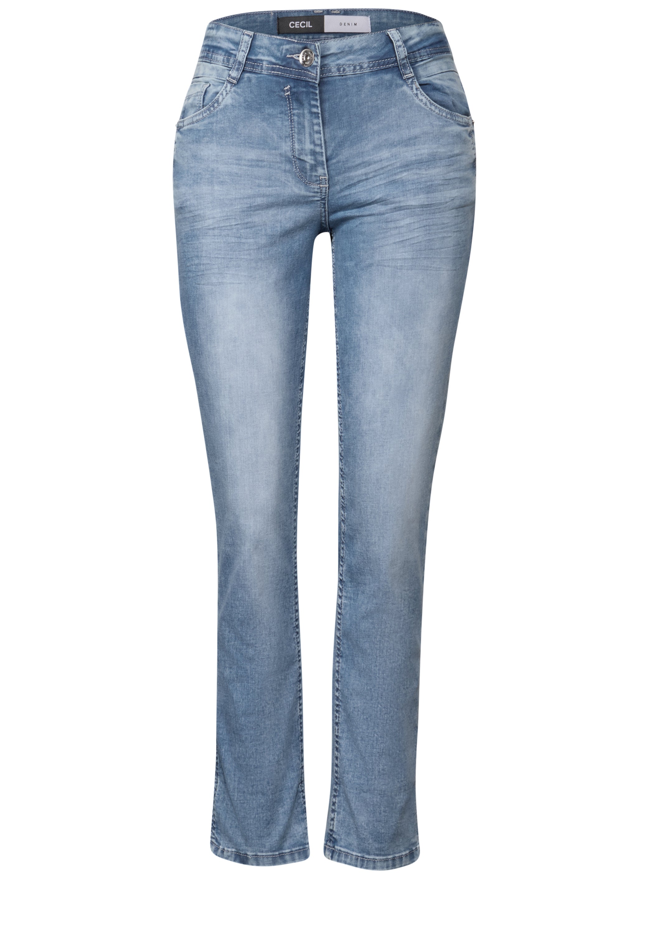 CECIL Jeanshose Damen Casual Fit Straight Legs hellblaue Waschung