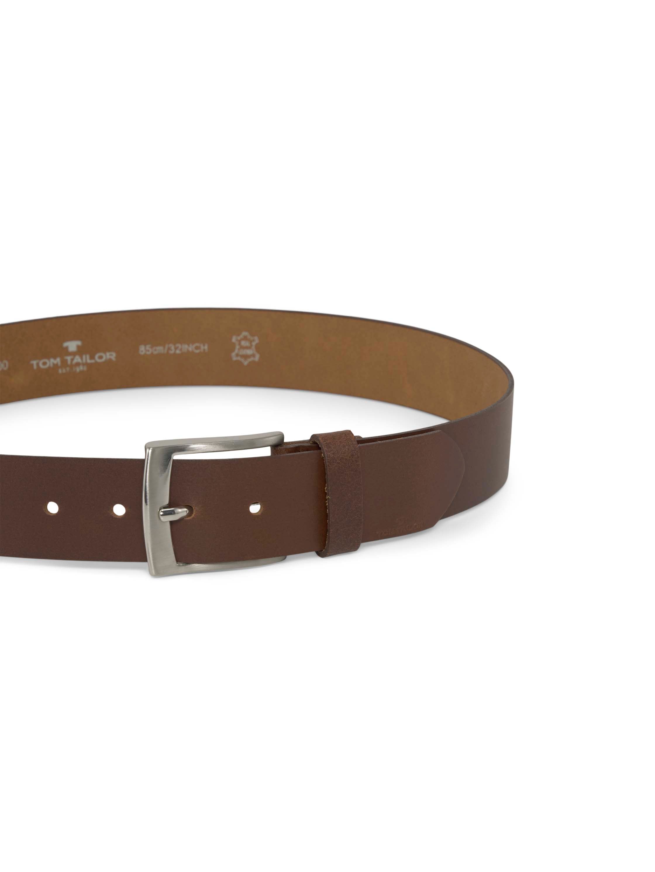 TOM TAILOR Ledergürtel Herren eckige Schnalle Logoprägung