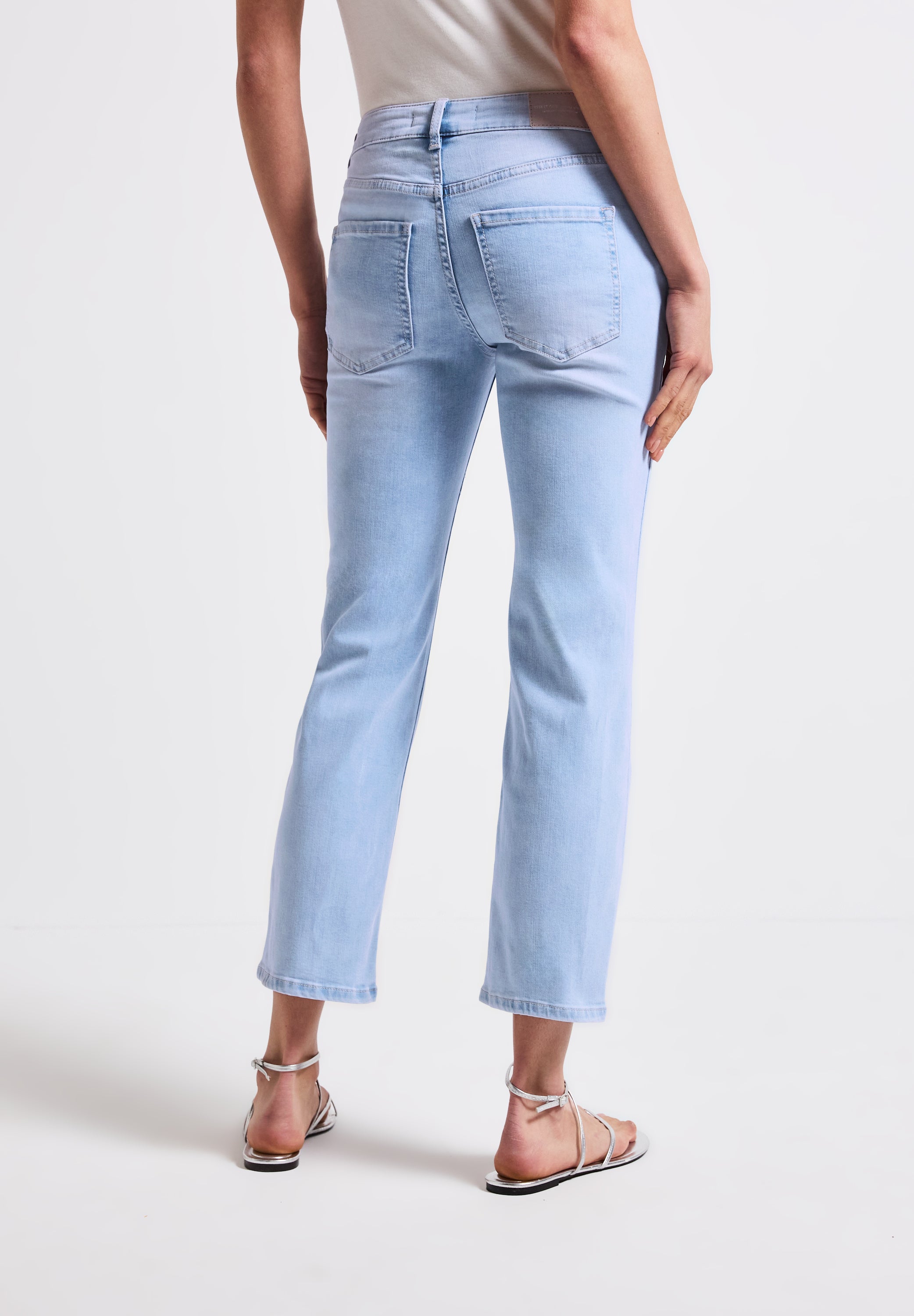 Street One Straight Leg Jeans Damen Slim Fit Mid Waist Bleached-Waschung