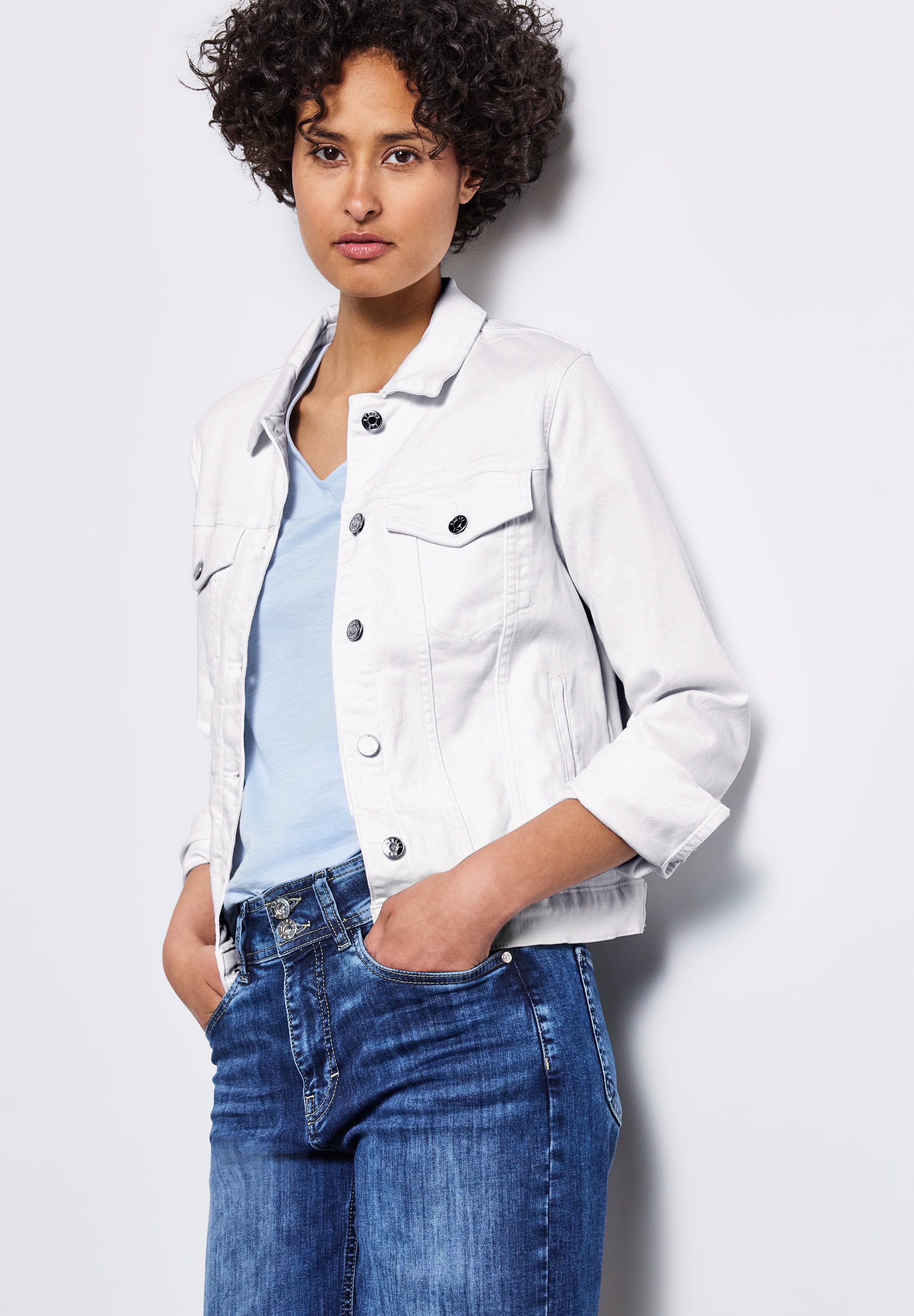 Street One Jeansjacke Damen Zeitloser Look Stretch Baumwolle