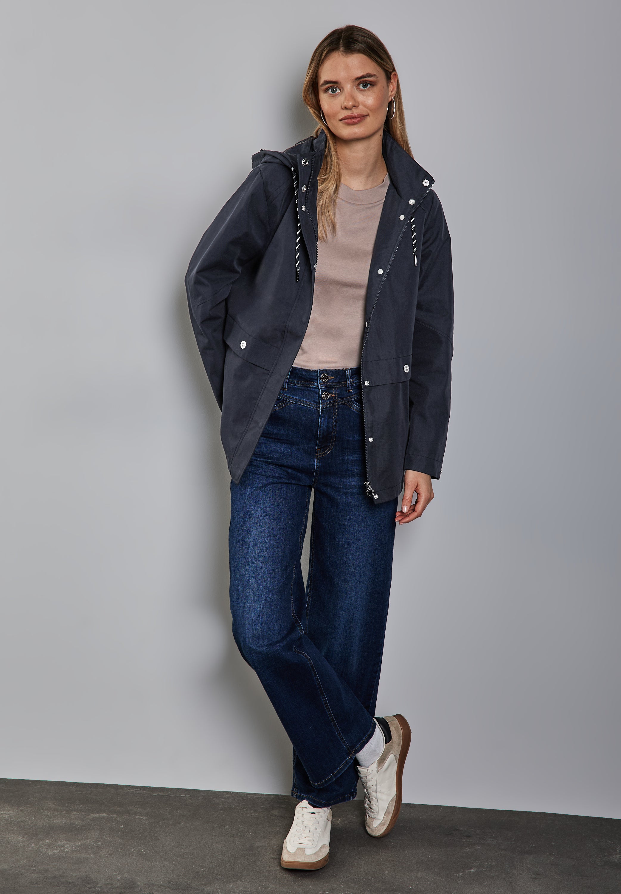 Street One Damen Parka Kapuze Twill Baumwolle Polyester