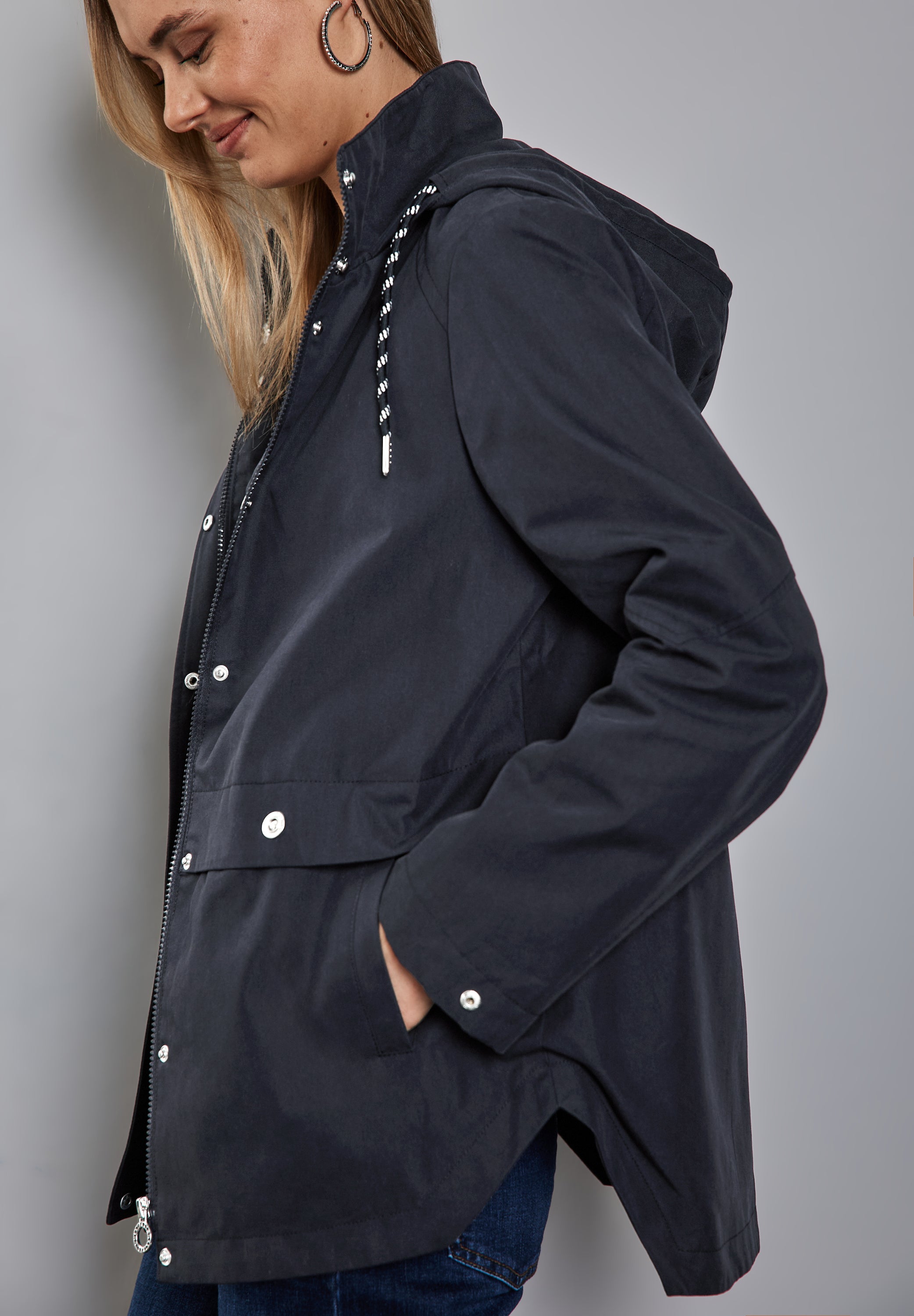 Street One Damen Parka Kapuze Twill Baumwolle Polyester