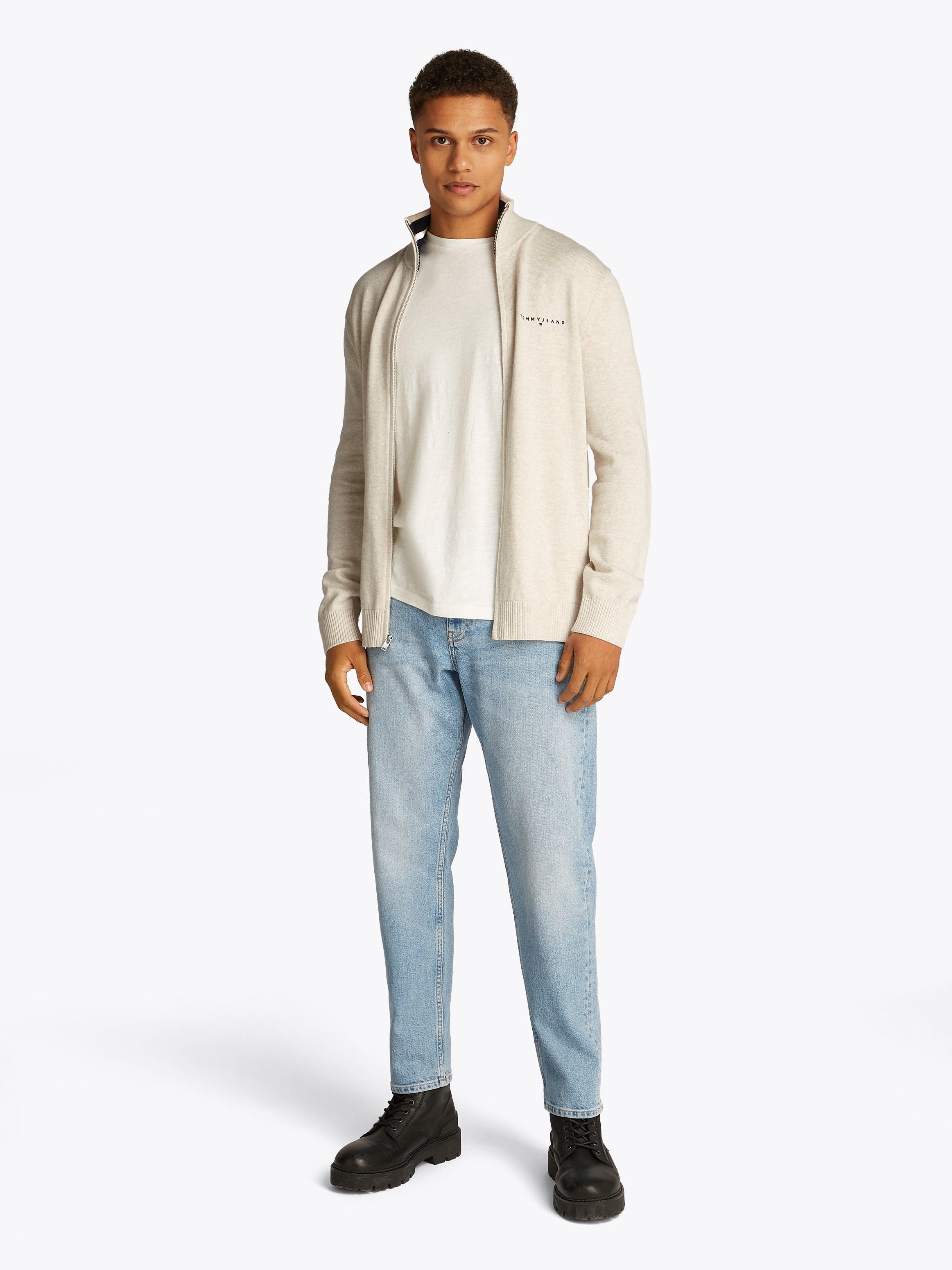 Theur Oatmeal Marl Baumwoll-T-Shirt für erwachsene Männer in Beige
