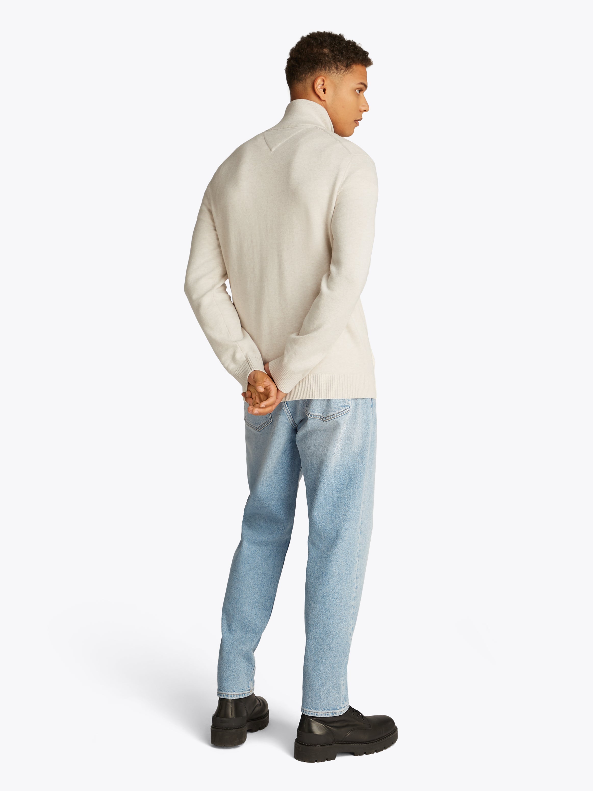 Theur Oatmeal Marl Baumwoll-T-Shirt für erwachsene Männer in Beige