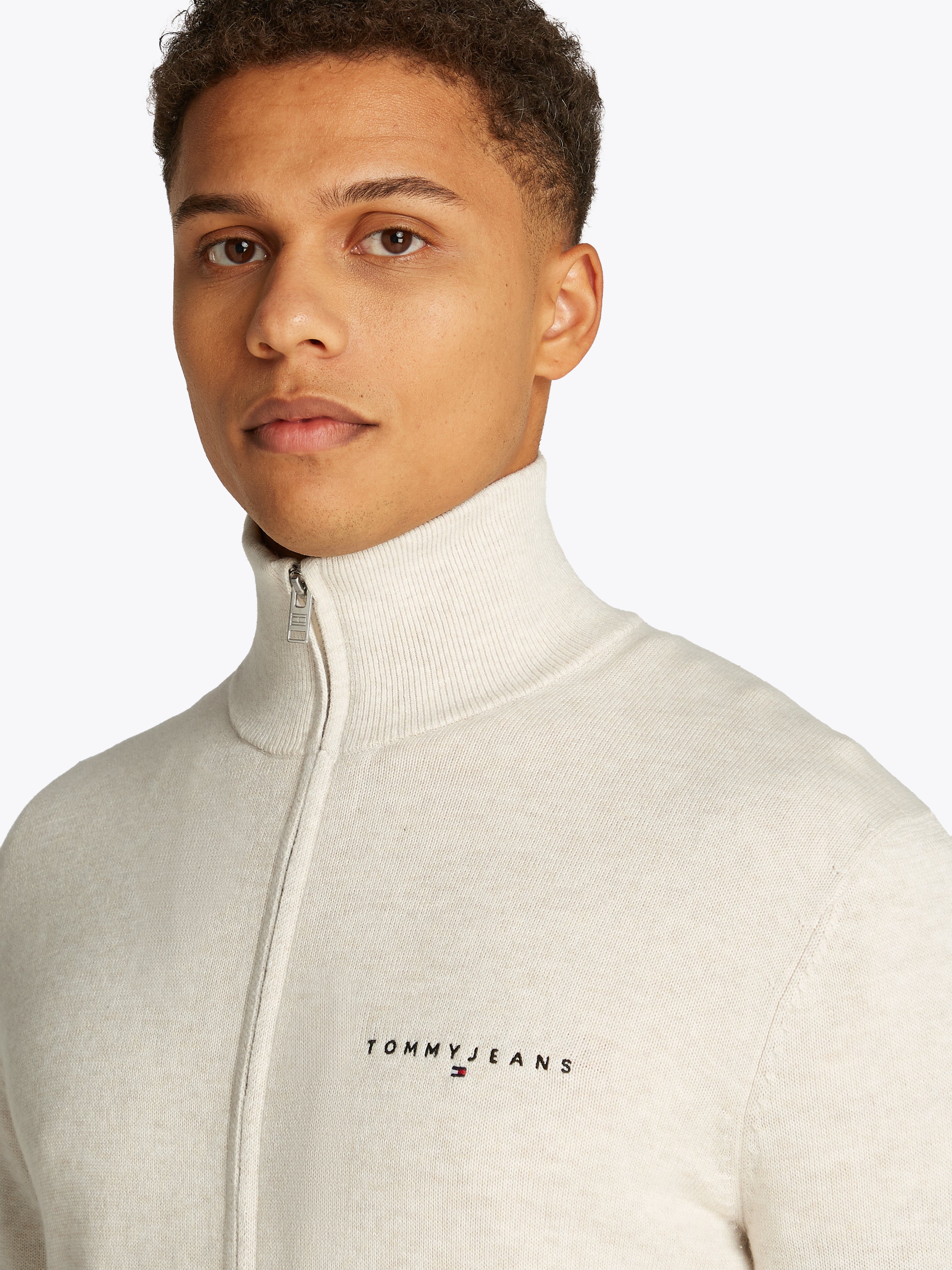 Theur Oatmeal Marl Baumwoll-T-Shirt für erwachsene Männer in Beige