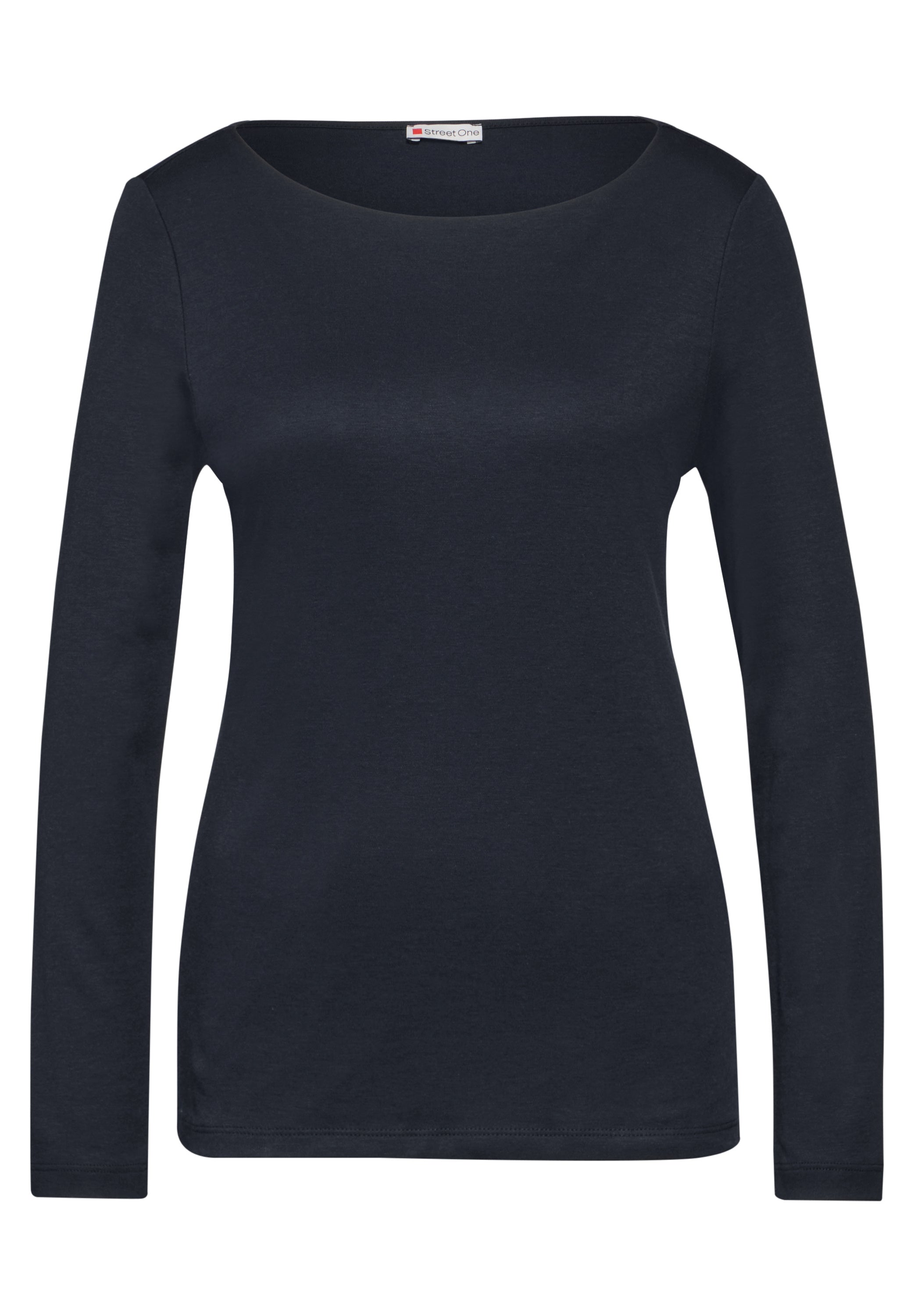 Street One Langarmshirt Damen U-Boot-Ausschnitt Weicher Baumwoll-Modalmix