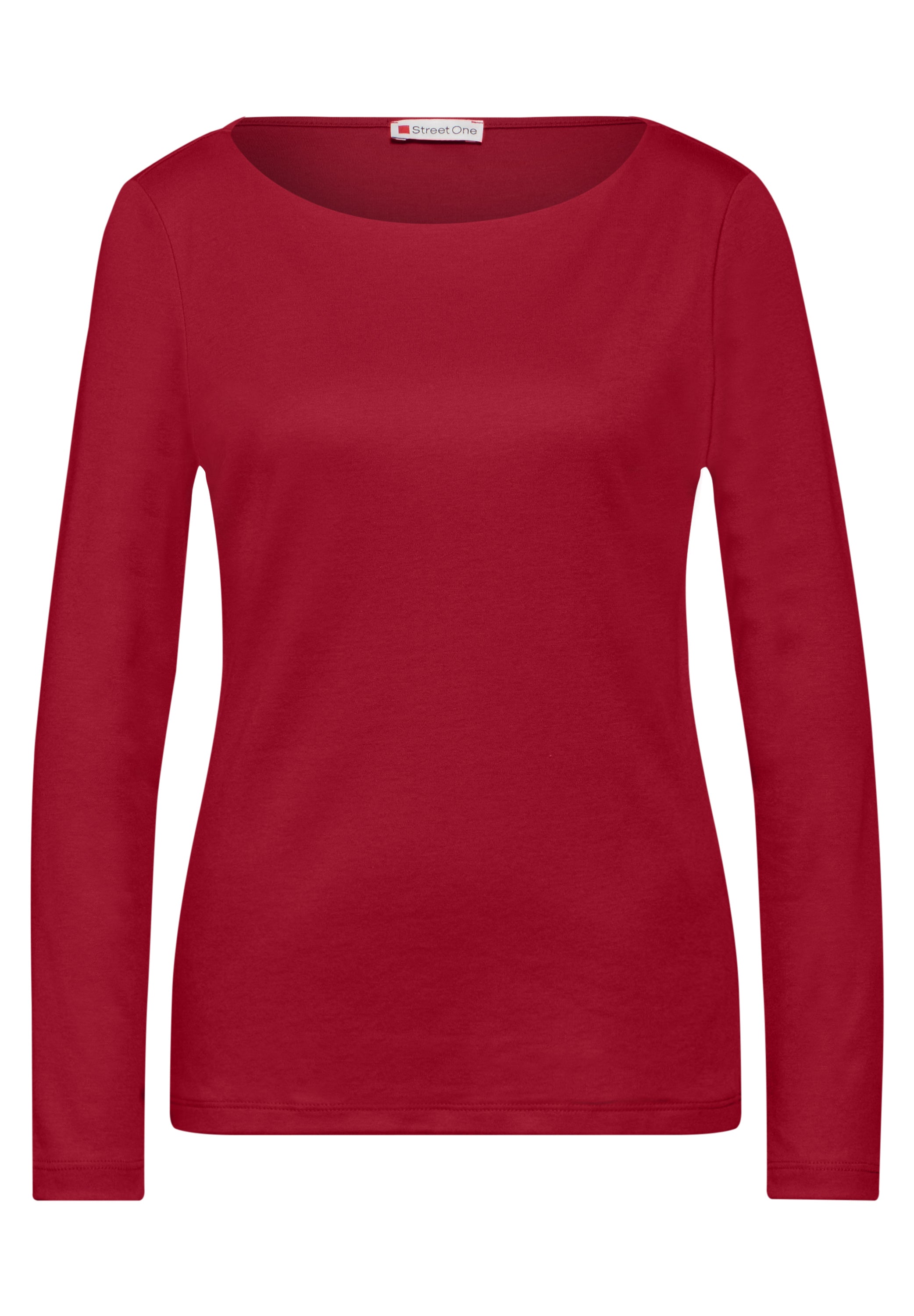 Street One Langarmshirt Damen U-Boot-Ausschnitt Weicher Baumwoll-Modalmix