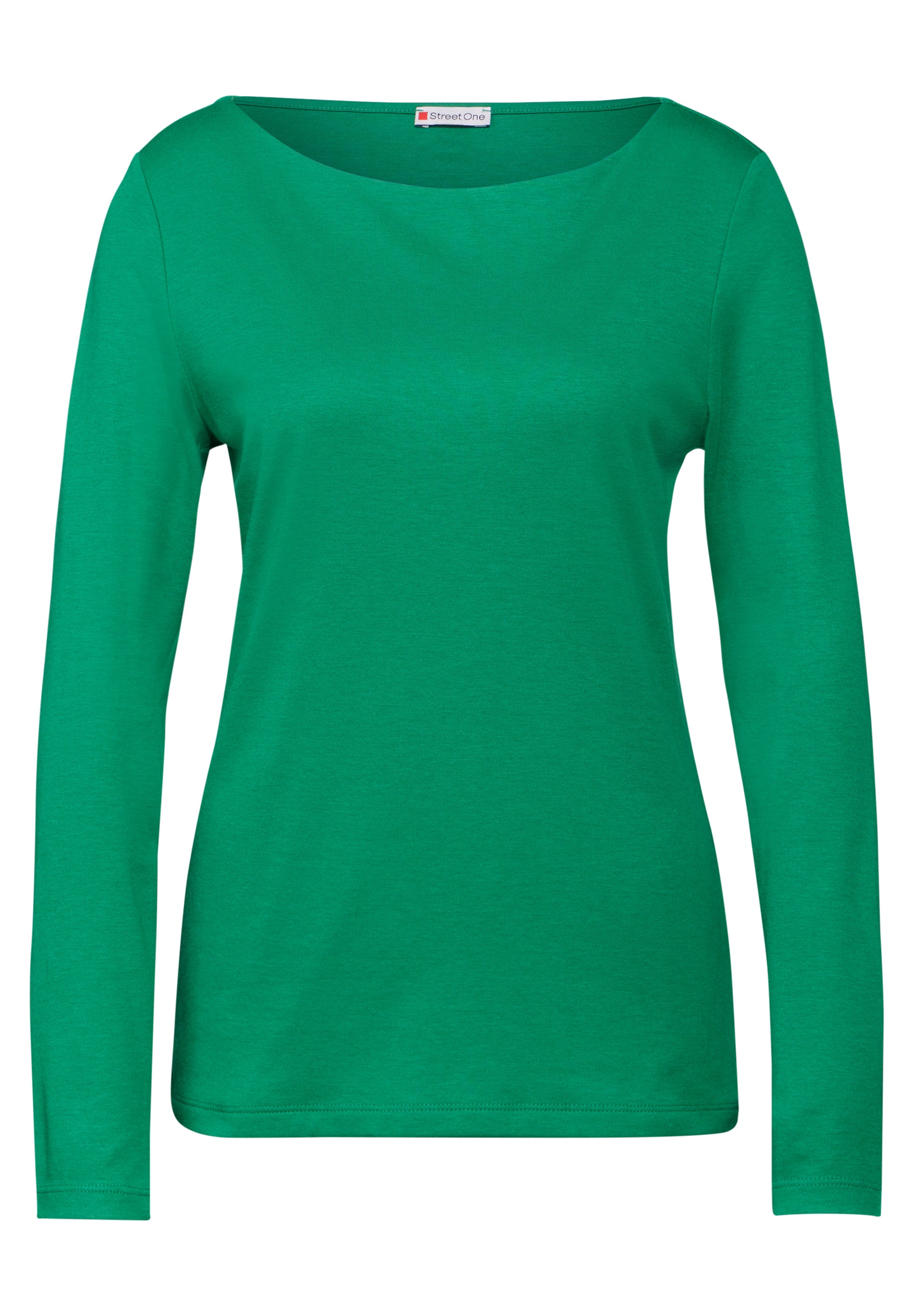 Street One Langarmshirt Damen U-Boot-Ausschnitt Weicher Baumwoll-Modalmix