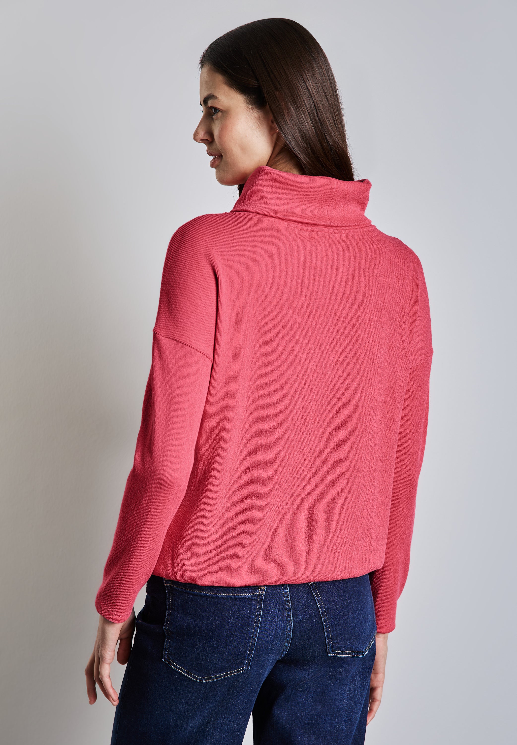 Street One Langarmshirt Damen mit Schalkragen und elastischem Saum