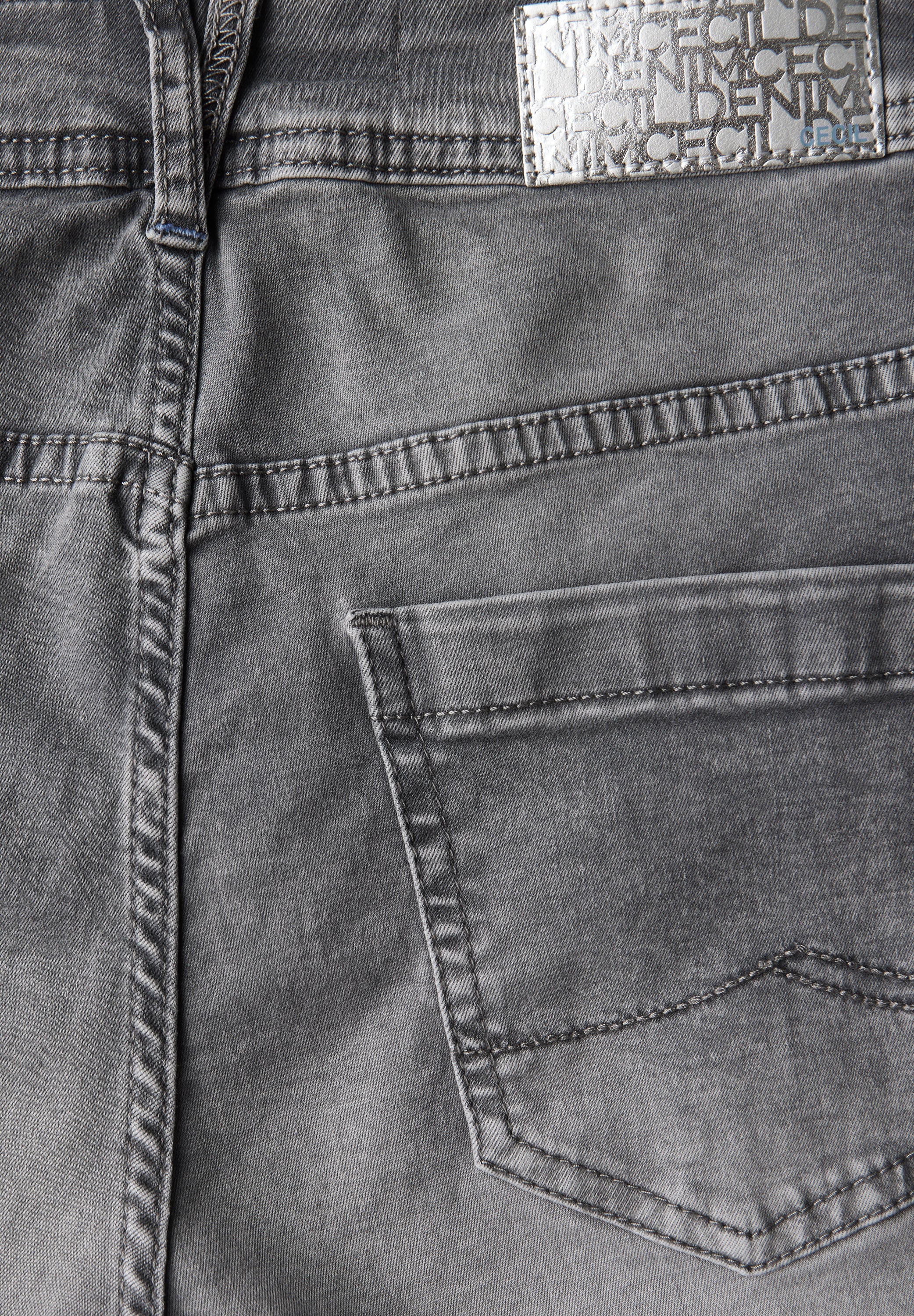 CECIL Damen Denim-Hose Scarlett Mid Waist Slim Legs mid grey used wash