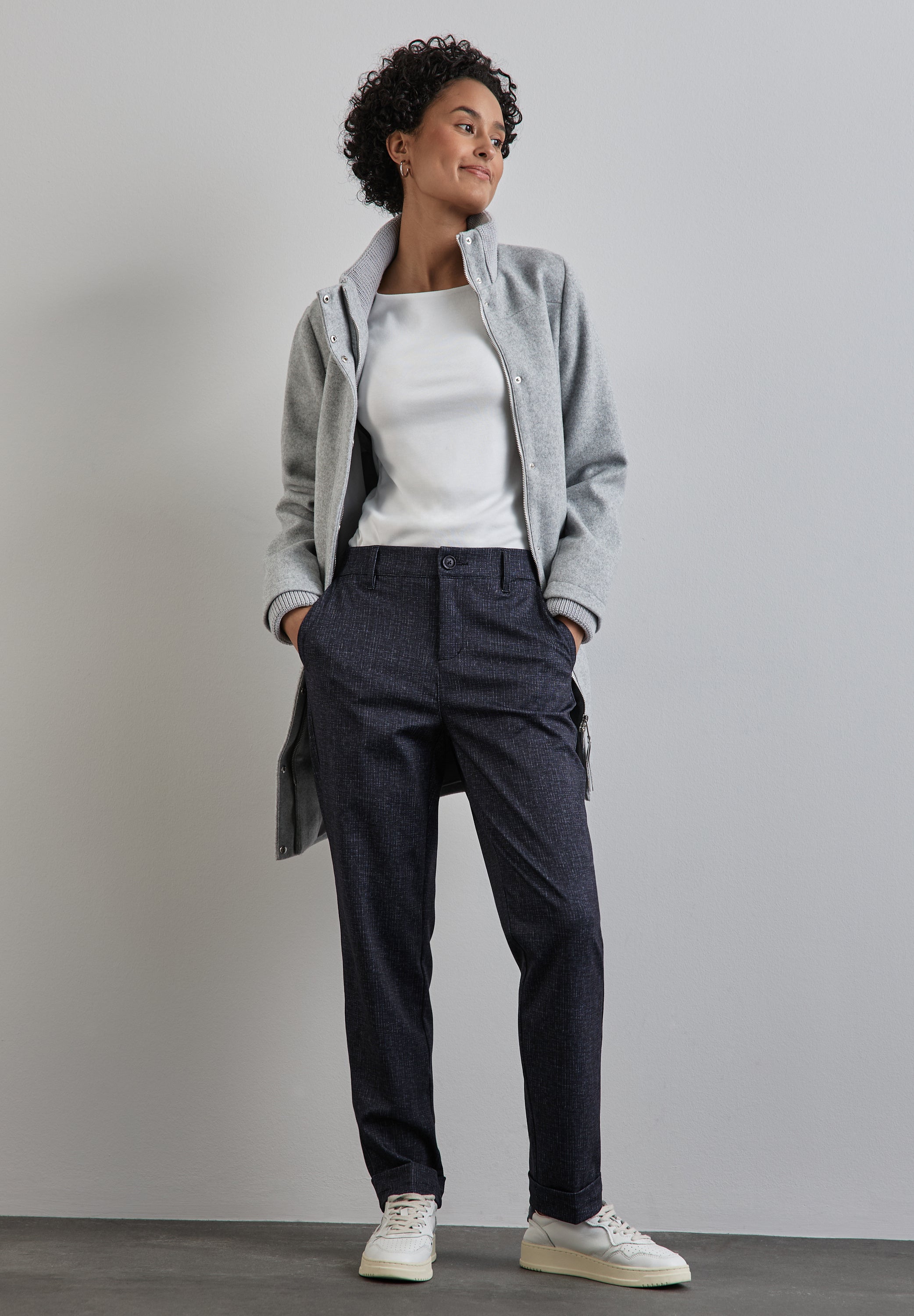 Street One Chino Damen Casual Fit High Waist Slim Legs Stretch