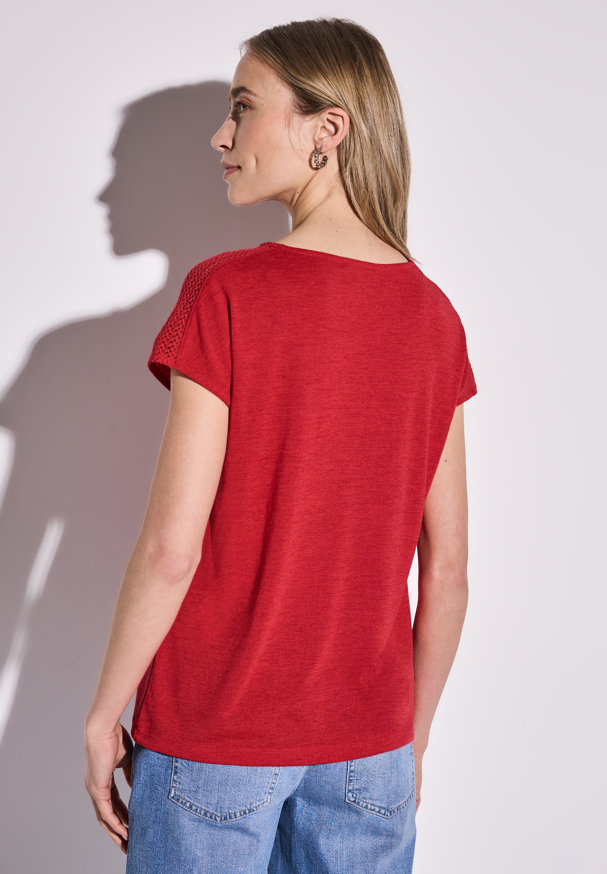 Street One Leinen-Look Shirt Damen mit Spitzendetails