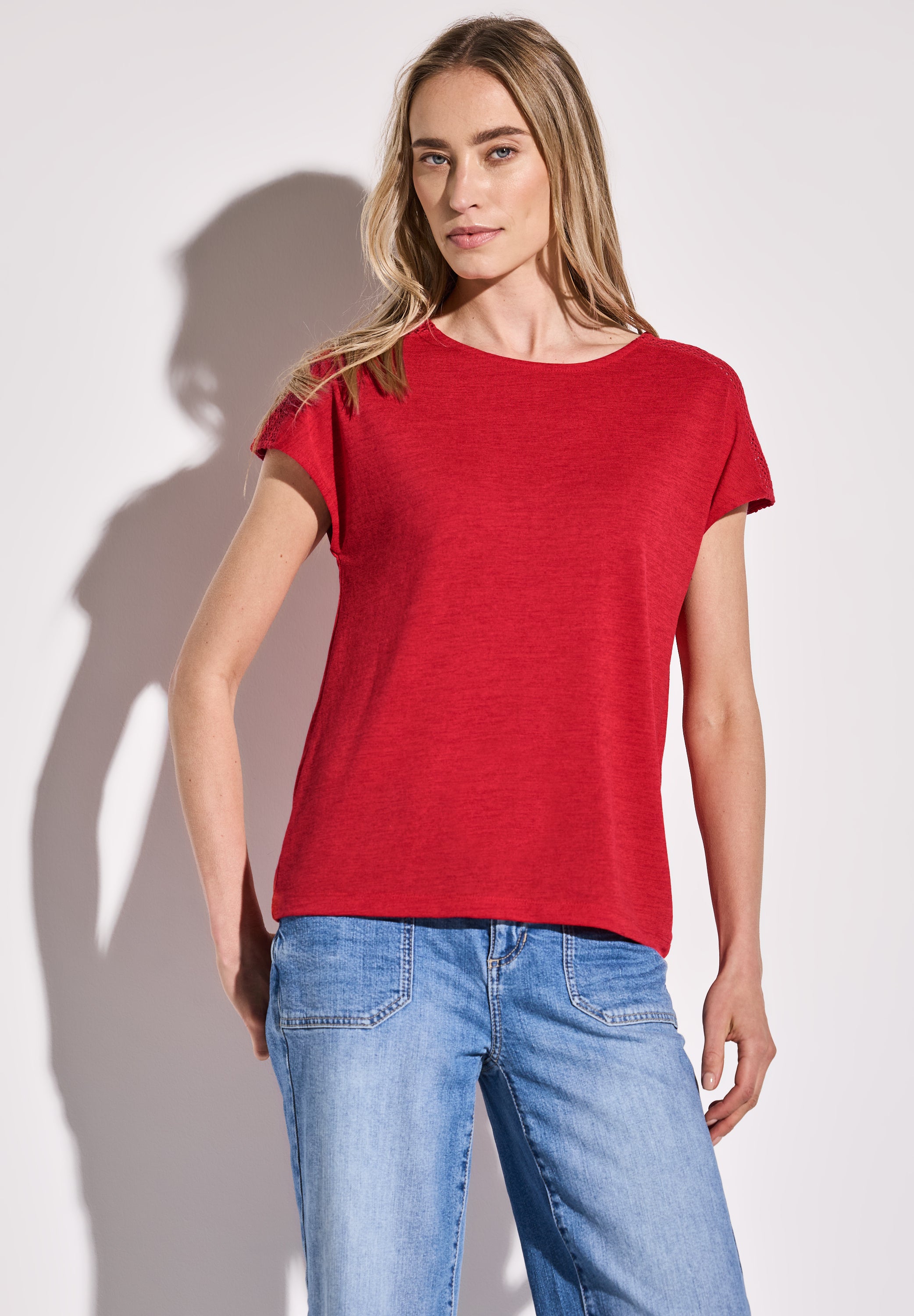 Street One Leinen-Look Shirt Damen mit Spitzendetails