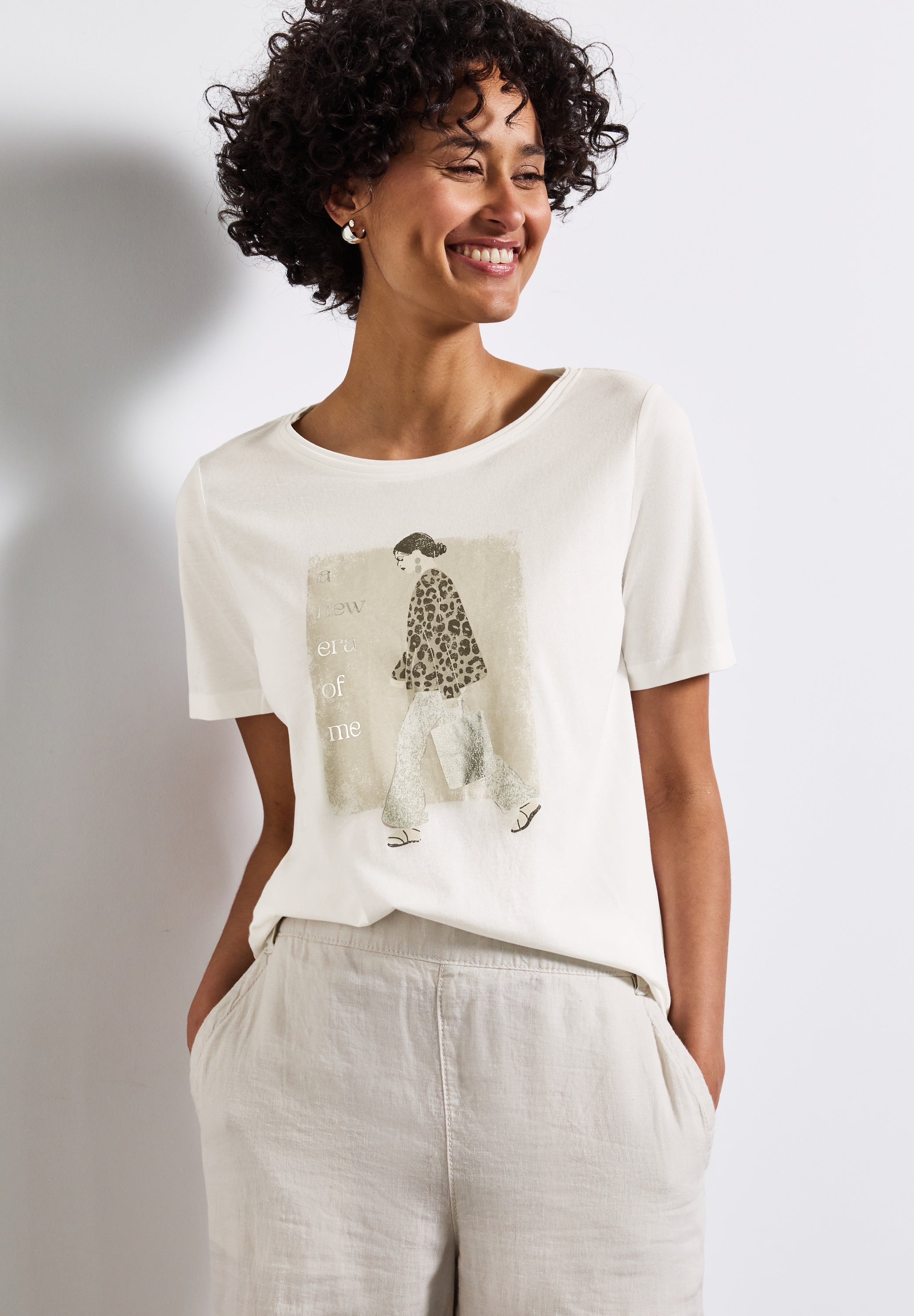 Street One Damen T-Shirt mit grafischem Print und Folien-Wording