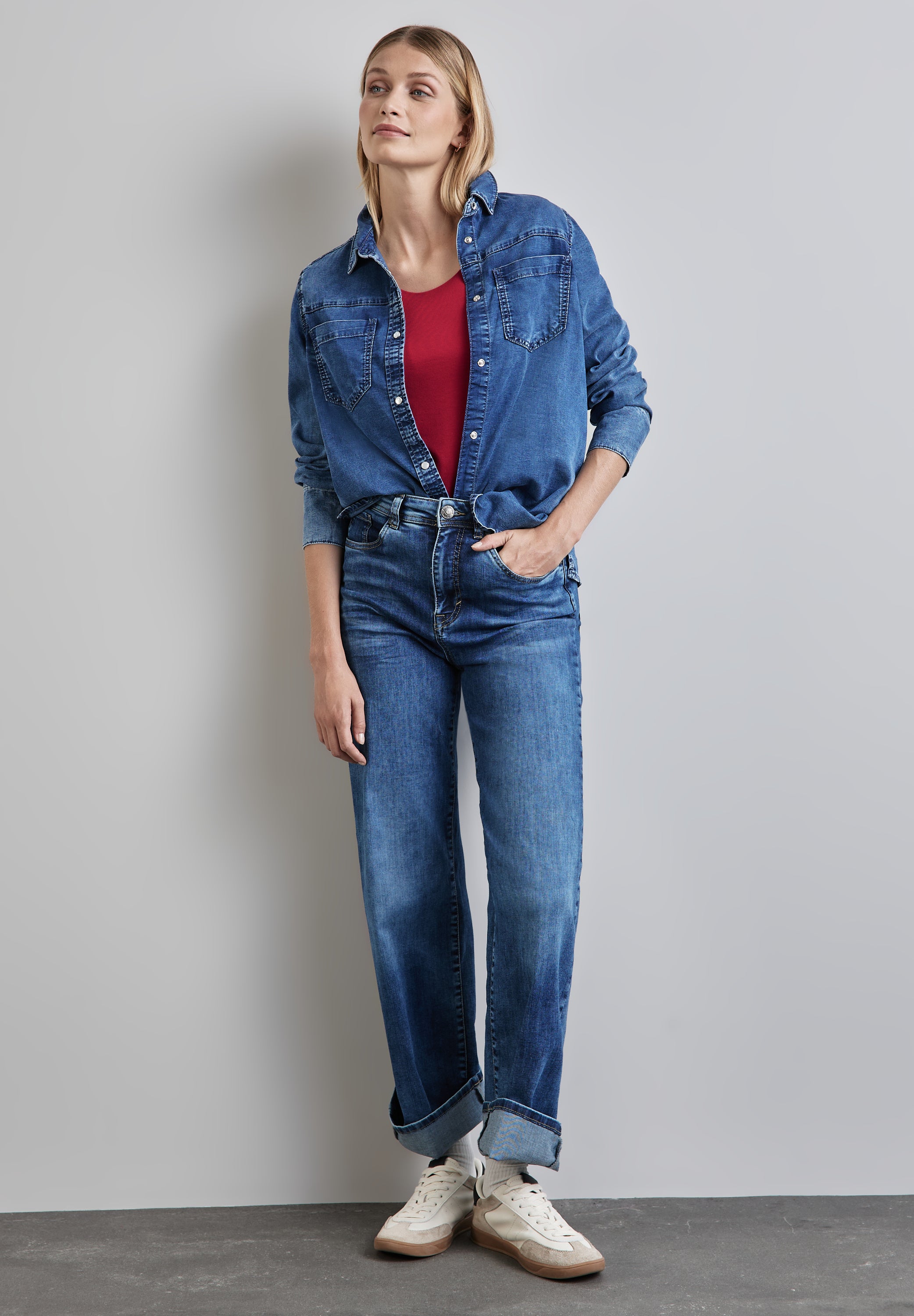 Street One Damenshirt Pania 3/4 Arm Gedoppelte Front