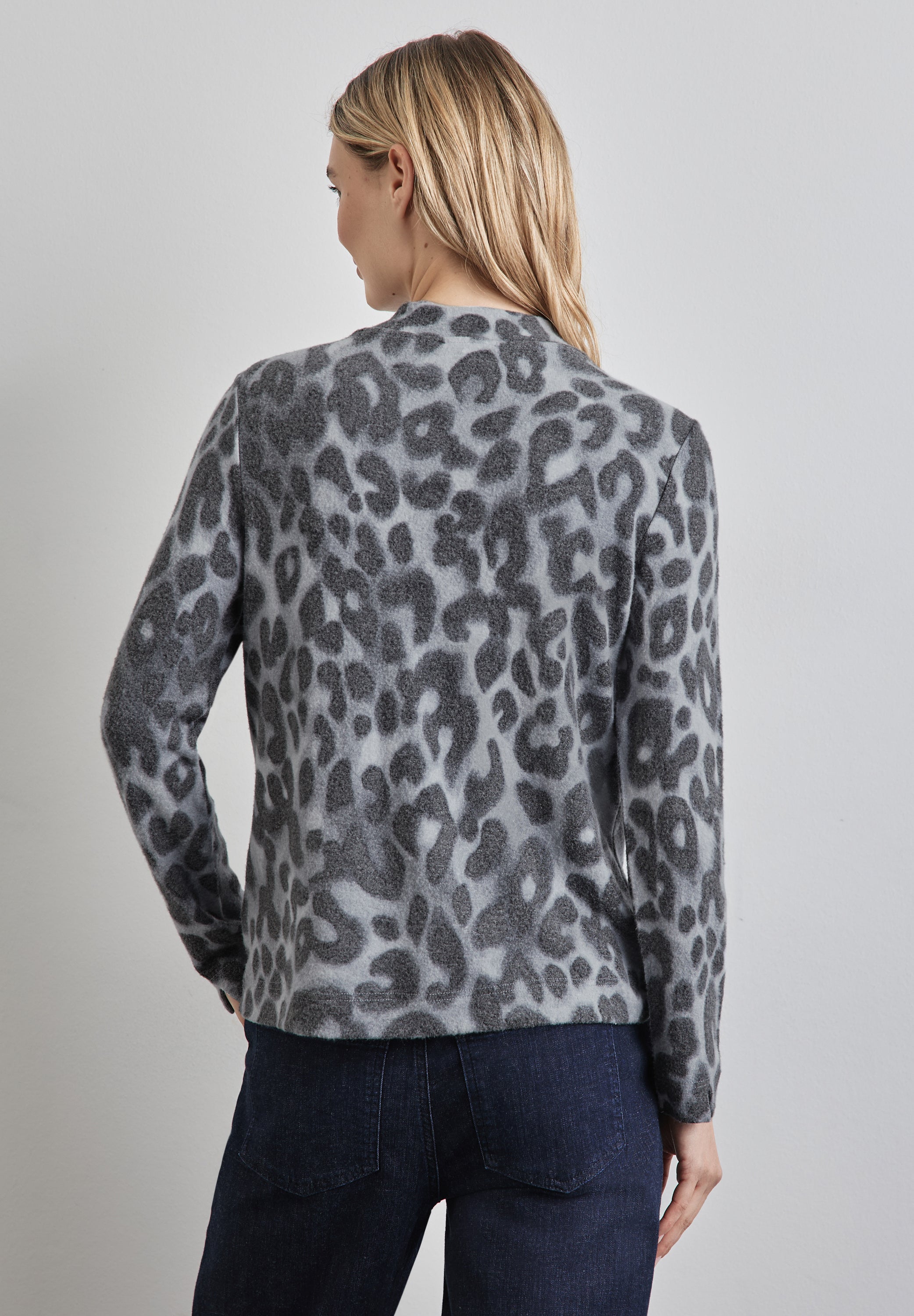 Street One Leo-Muster Turtleneck Shirt Damen Langarm Viskosemix Stretch