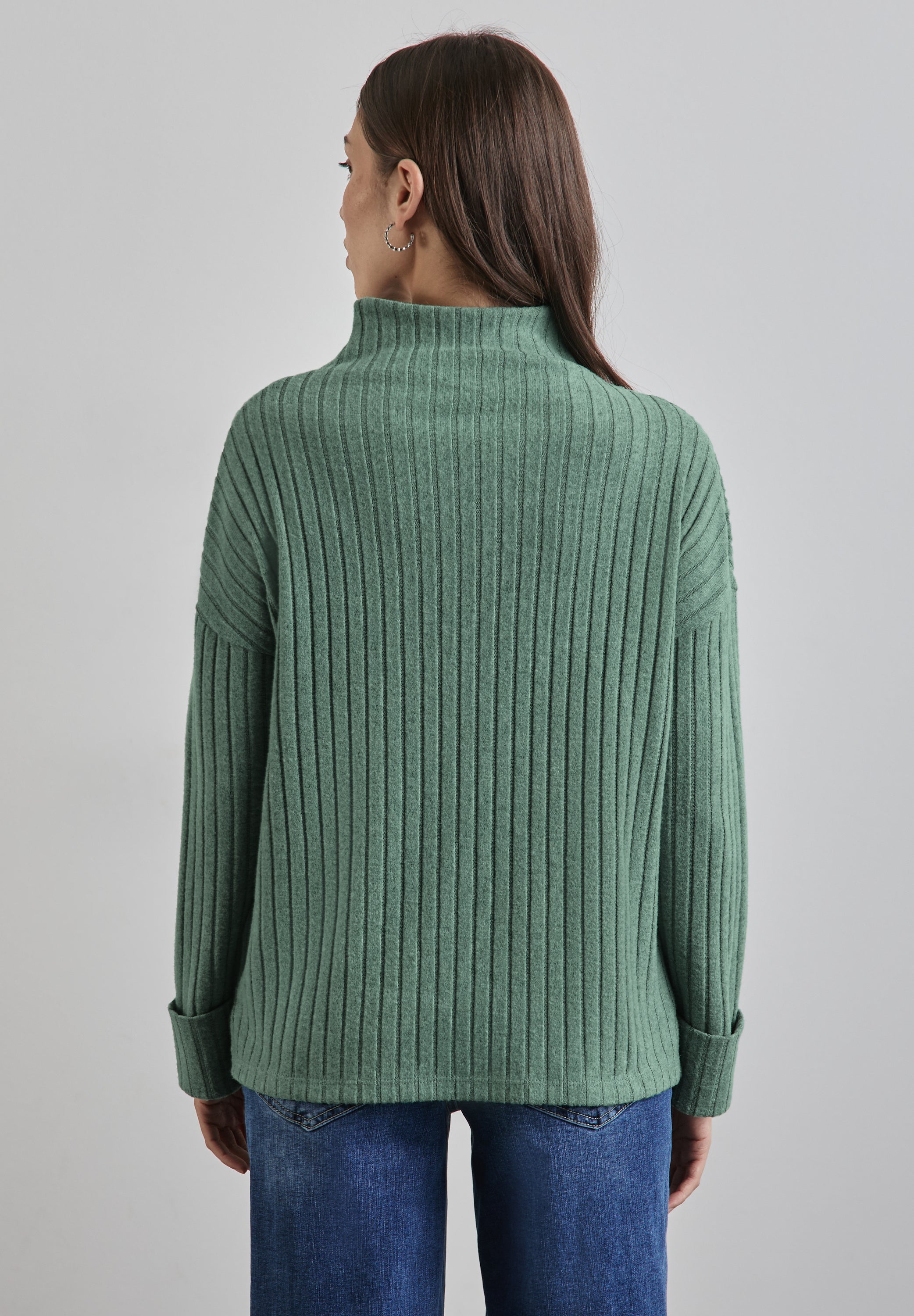 Street One Damenshirt Turtleneck Langarm Rippstruktur Stretchanteil