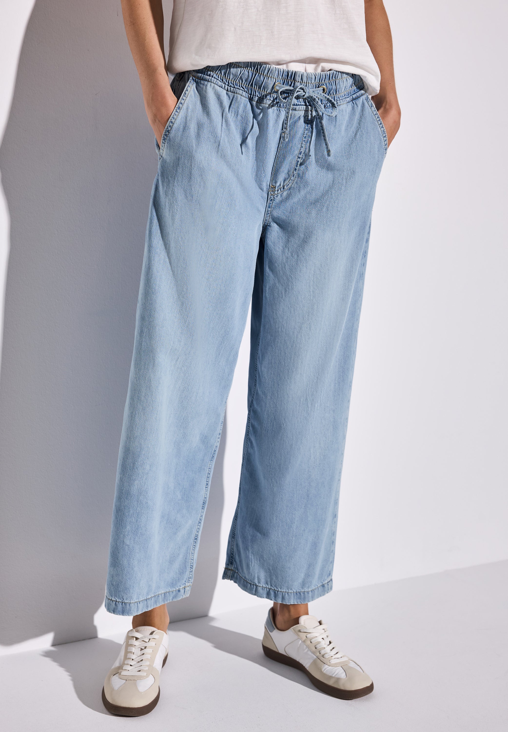 Street One Wide Leg Jeans Damen Loose Fit High Waist Baumwoll-Lyocellmix