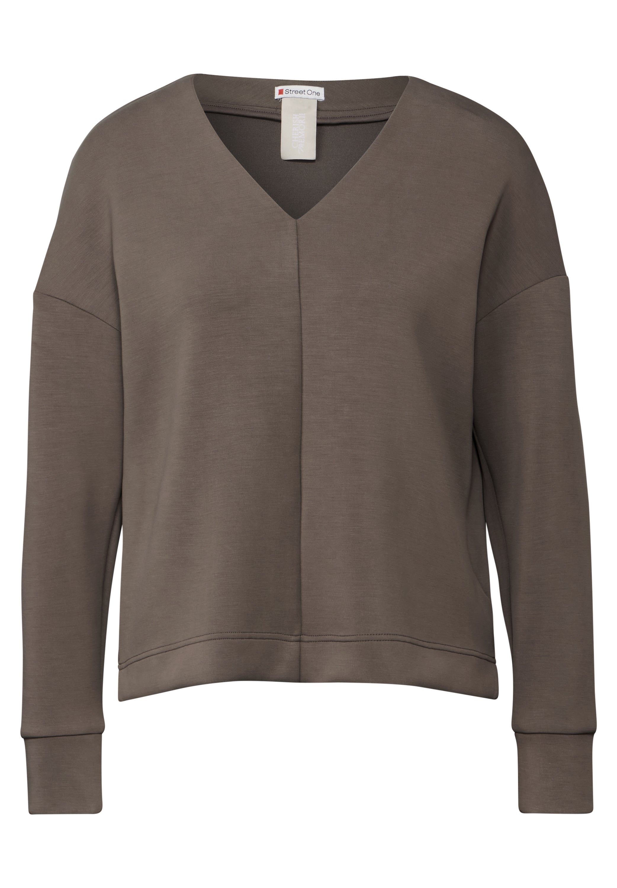 Street One Langarmshirt Damen Bequemes Modalmix mit V-Ausschnitt