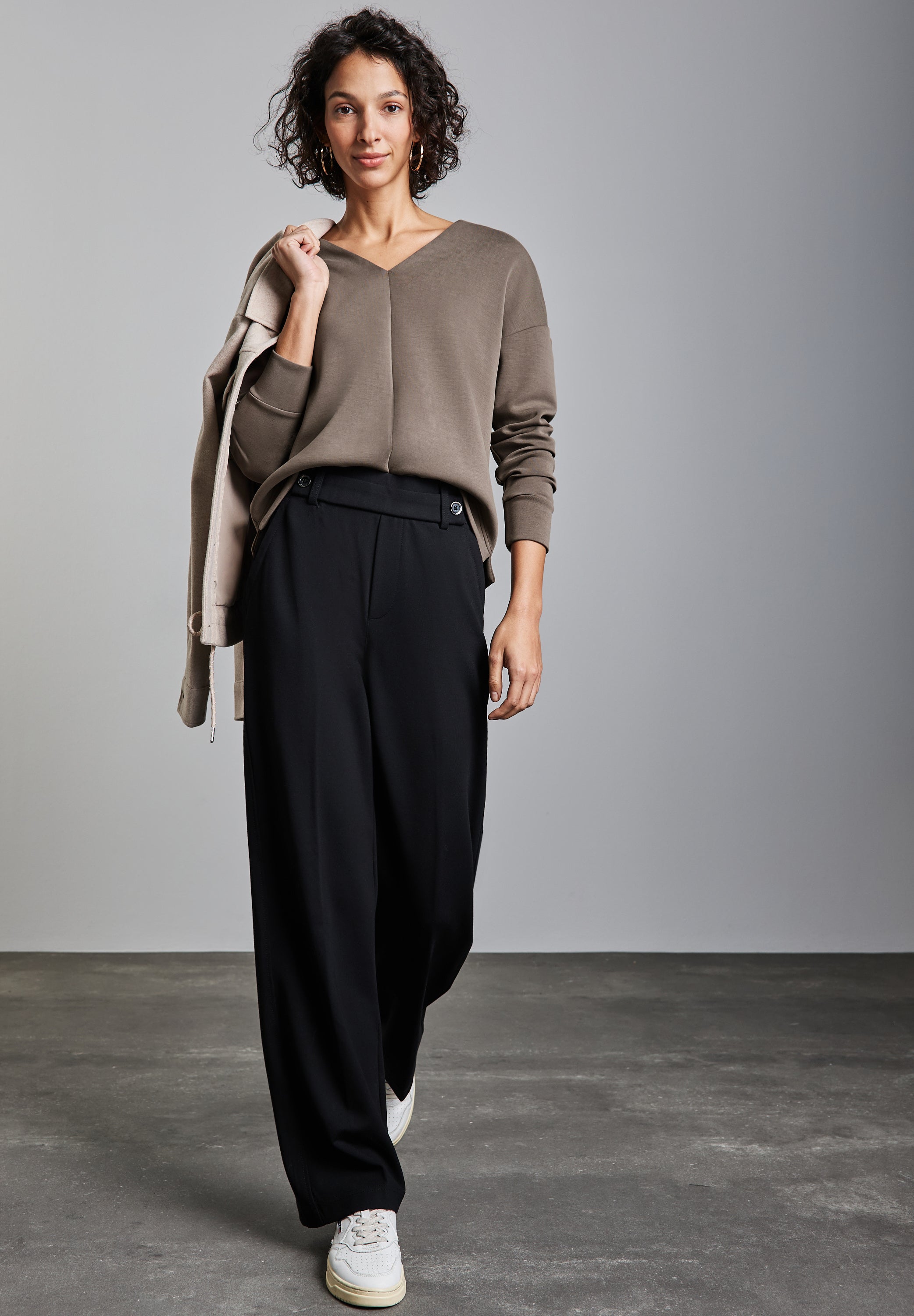 Street One Langarmshirt Damen Bequemes Modalmix mit V-Ausschnitt