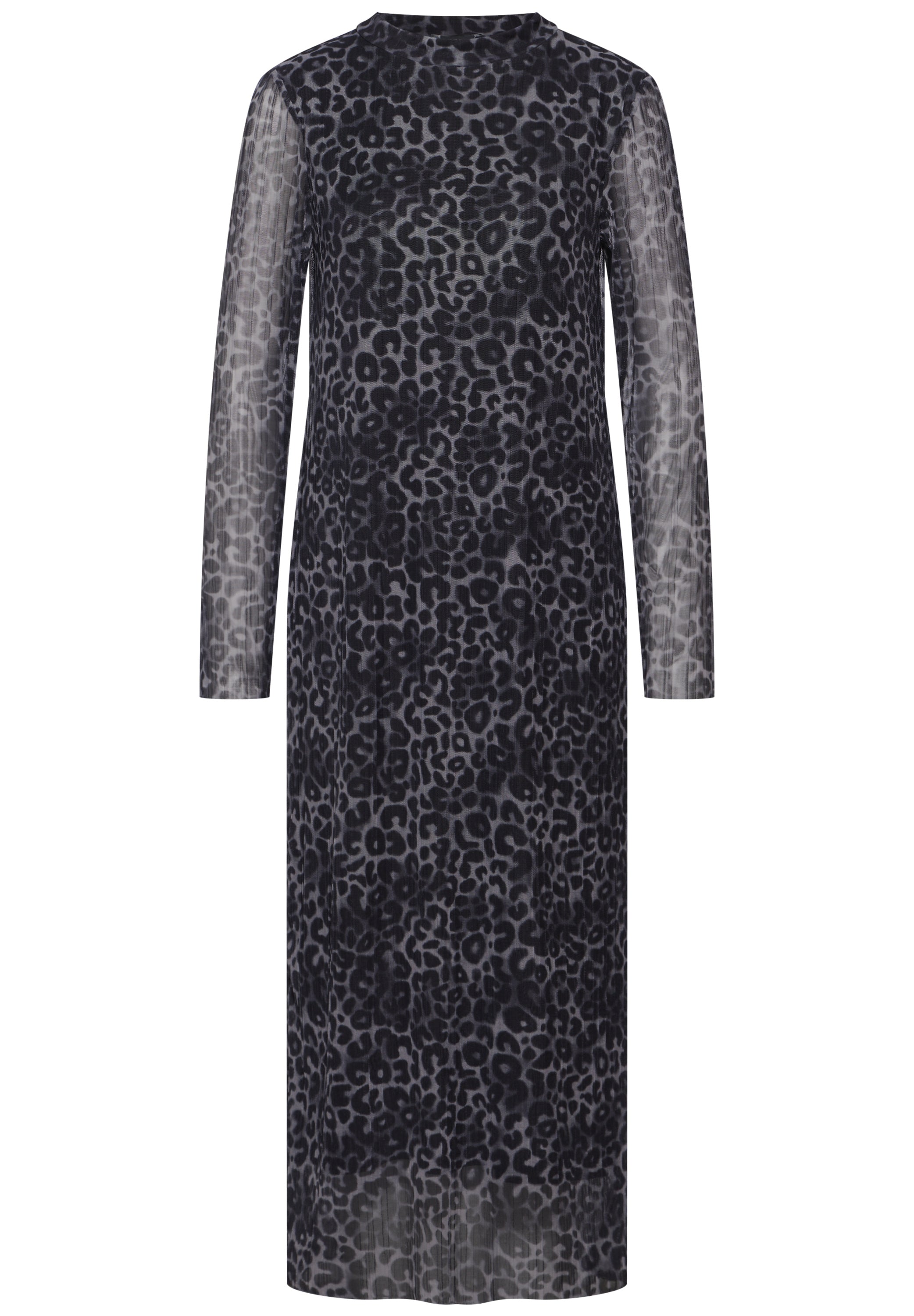 Street One Damen Mesh-Kleid Turtleneck Langarm Materialmix