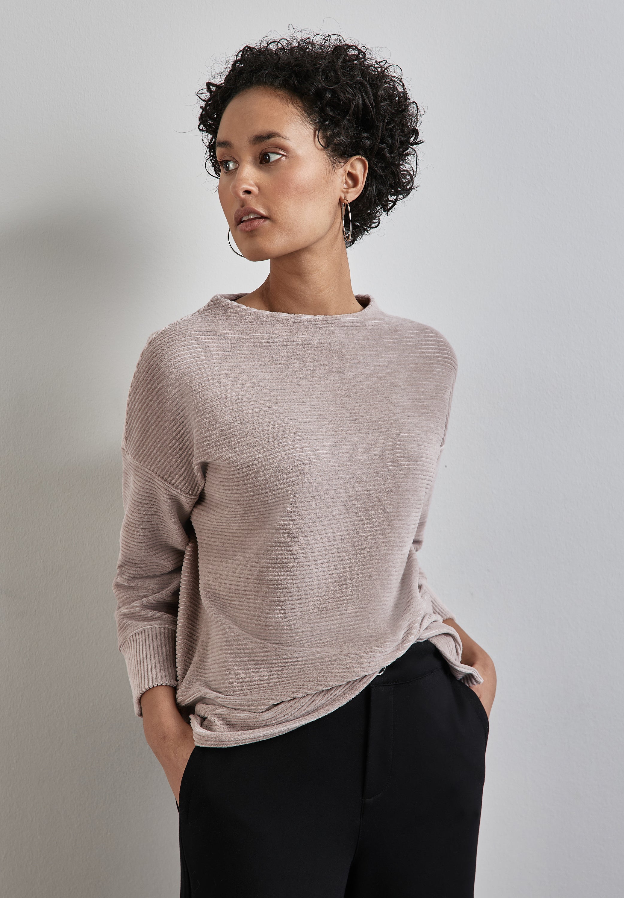 Street One Cordshirt Damen Weicher Cordstoff Turtleneck 3/4-Arm