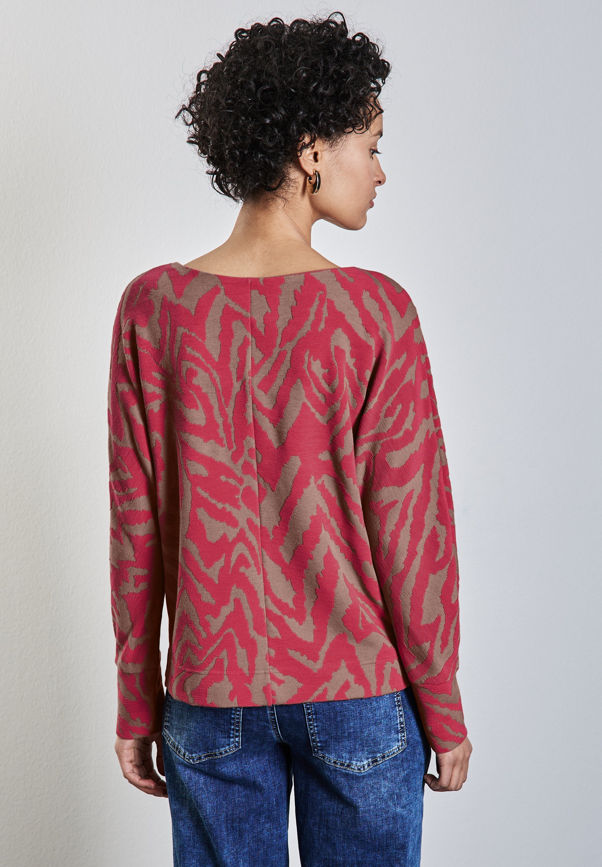 Street One Two-Tone Jacquard Shirt Damen Gemütlich Stretchmaterial
